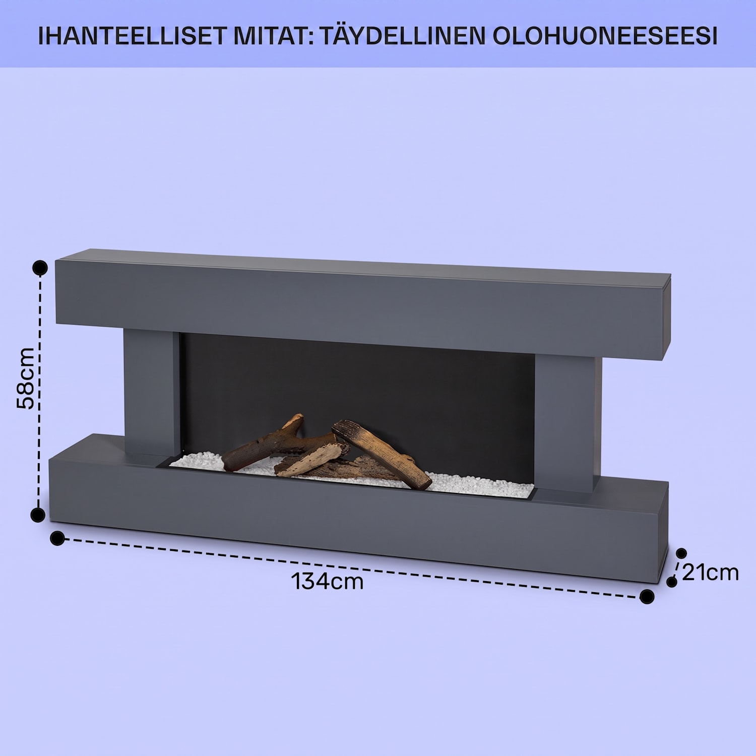 Studio Light & Fire 1 Smart -takka 1000/2000 W MDF WiFi-ohjaus Klassinen | ei | Tummanharmaa