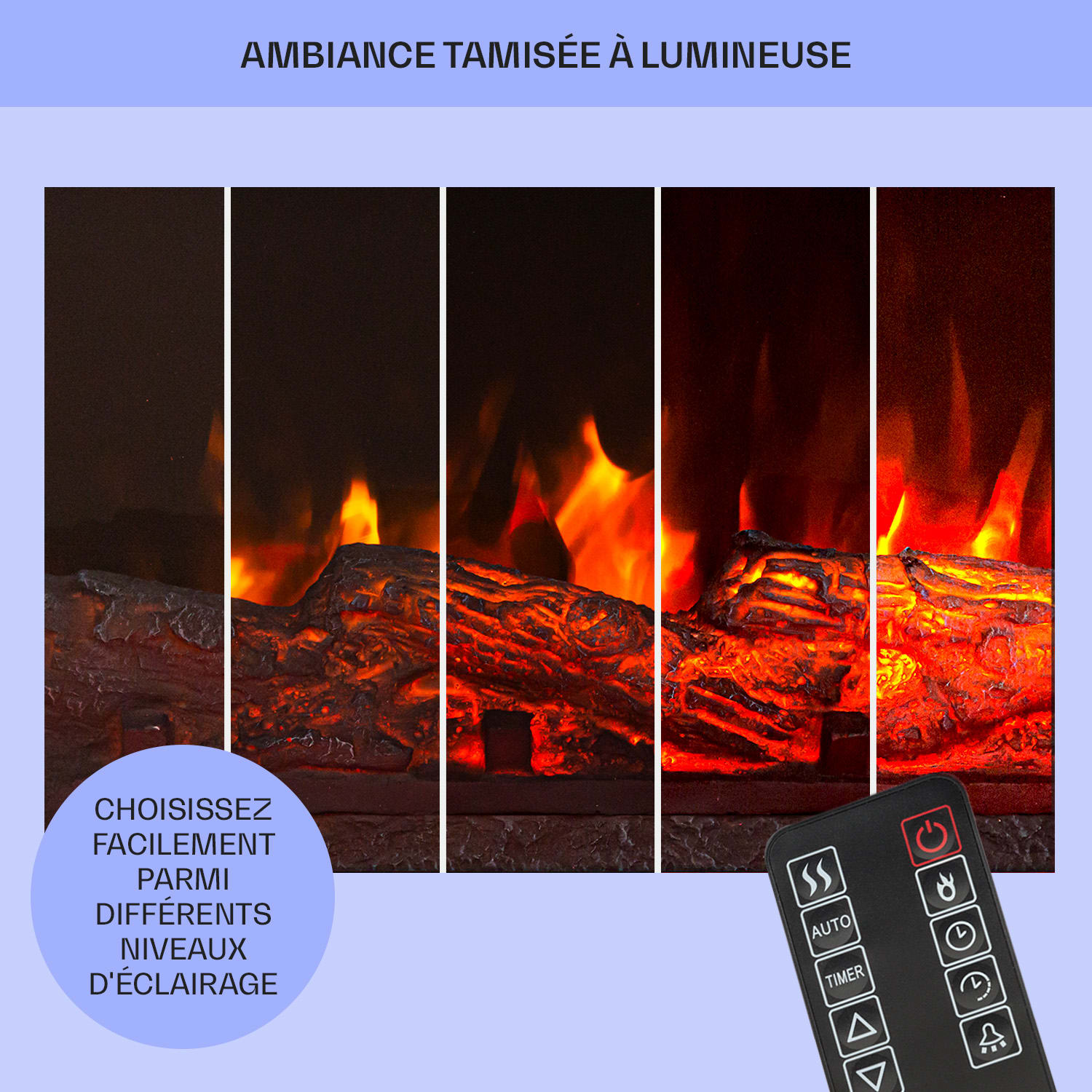 Studio Light & Fire 1 Cheminée smart 1000/2000W MDF Commande WiFi 