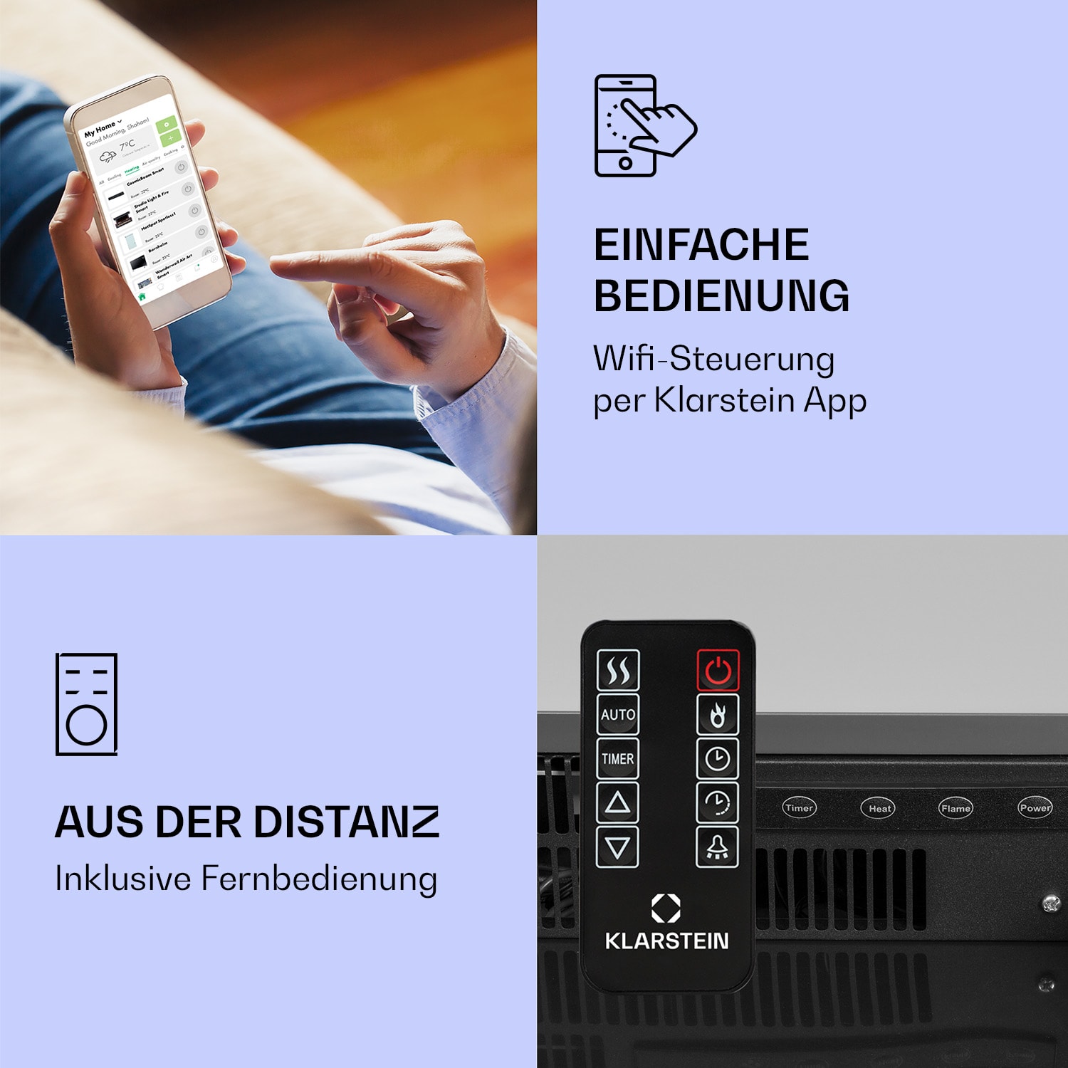 Studio Light & Fire 2 Smart Kamin 1000/2000W MDF WiFi-Steuerung 