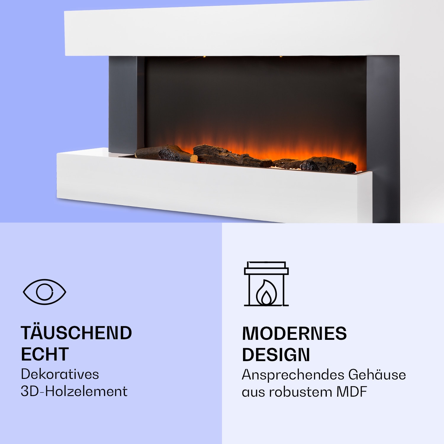 Studio Light & Fire 2 Smart Kamin 1000/2000W MDF WiFi-Steuerung 