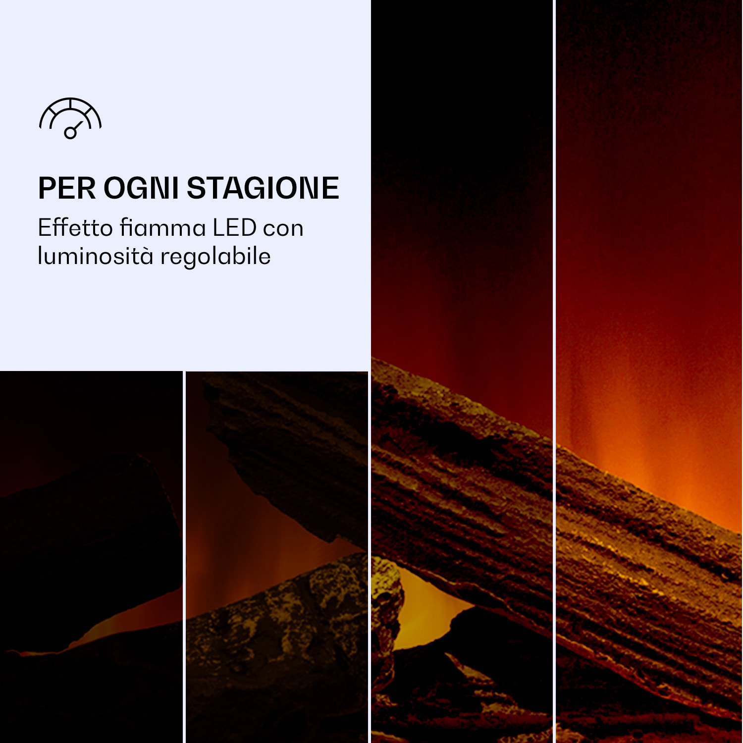 Studio Light & Fire 2 Smart - Camino 1000/2000 W, MDF, controllo tramite WiFi Bianco