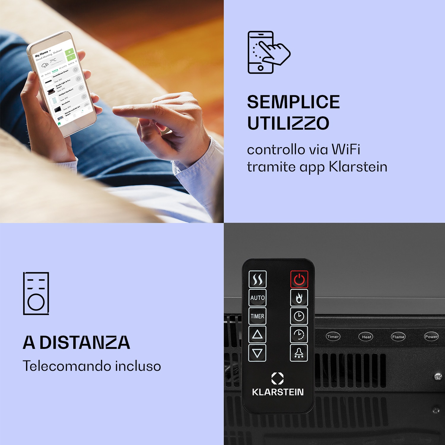 Studio Light & Fire 2 Smart - Camino 1000/2000 W, MDF, controllo tramite WiFi 