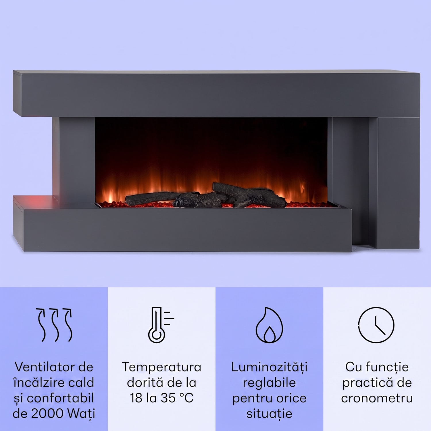 Studio Light & Fire 2 Smart, 1000/2000W, MDF, WiFi Control Classique | Oui | Gri închis