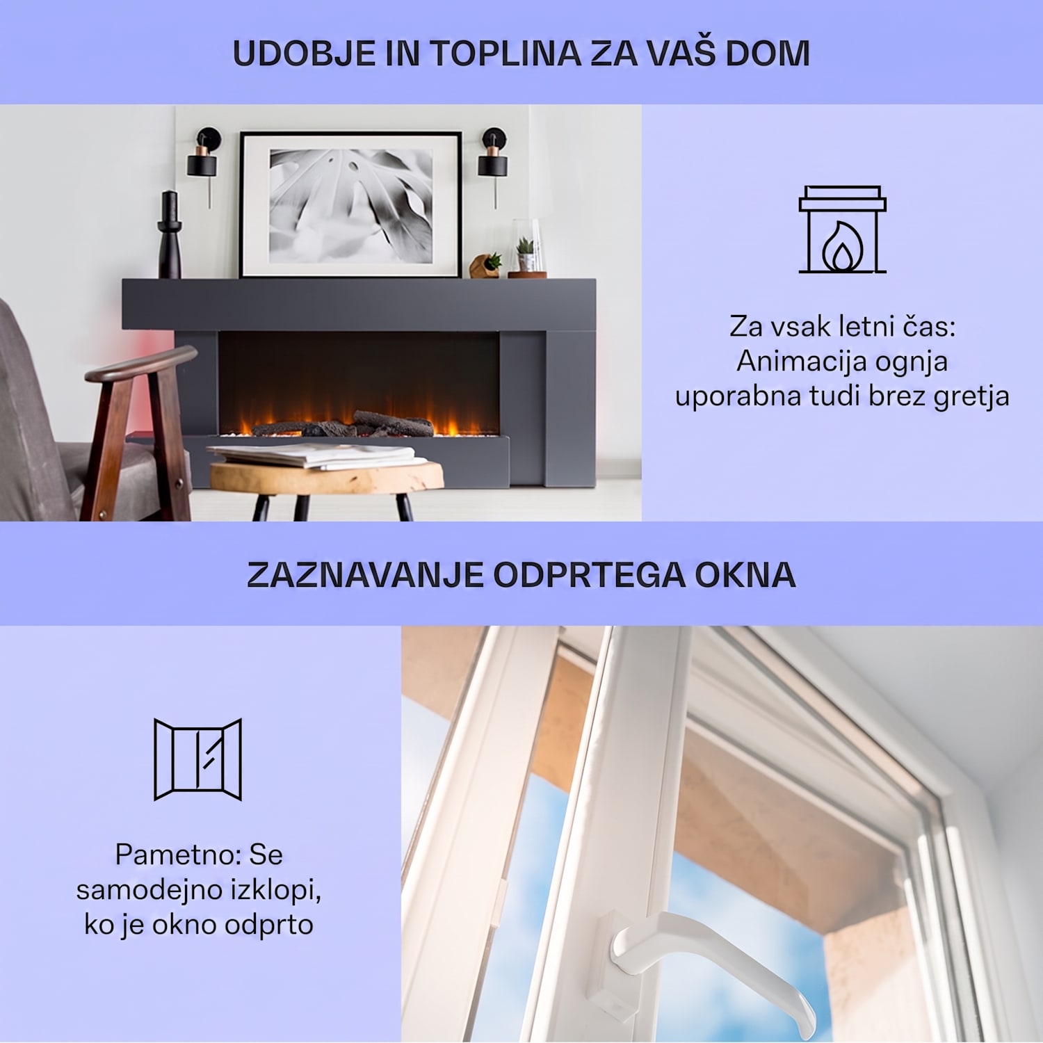 Studio Light & Fire 2 Smart, kamin, 1000/2000W, MDF, WiFi nadzor Klasický | Ano | Temno siva