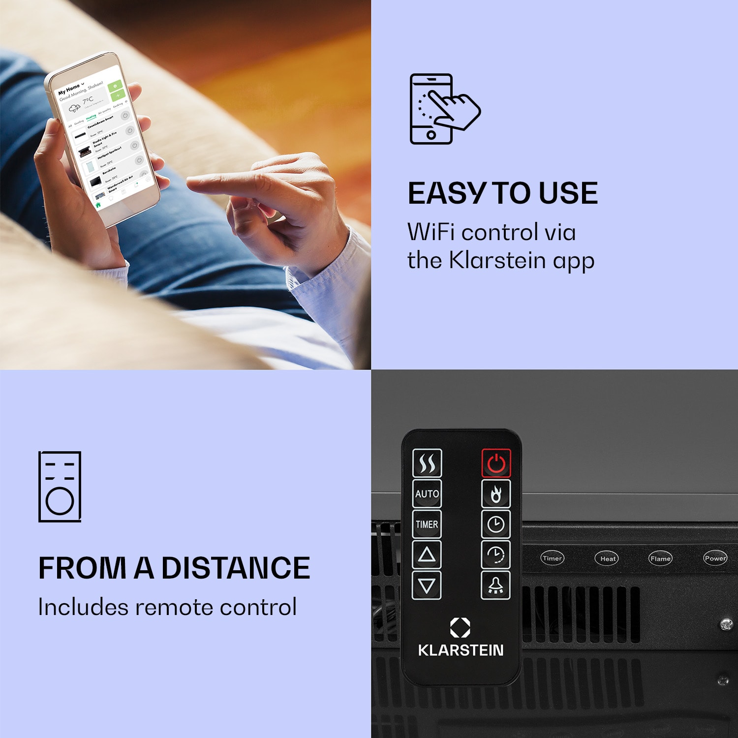 Studio Light & Fire 2 Smart, krb, 1000/2000 W, MDF, WiFi Control Asymetrický | č | Tmavo šedá