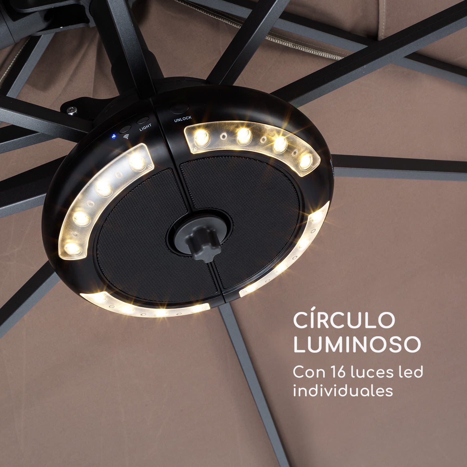 St. Tropez Altavoz con iluminación y bluetooth para sombrilla LEed atería recargable