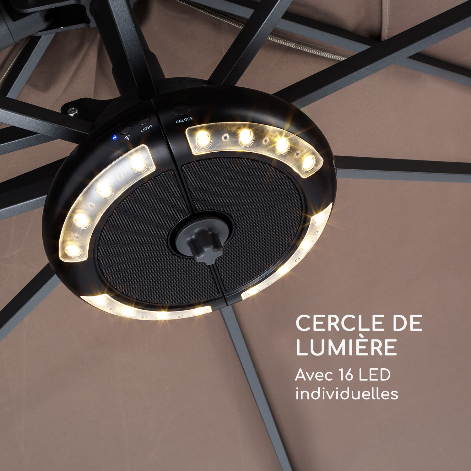 St. Tropez licht en bluetooth luidspreker voor parasol led oplaadbare batterij 