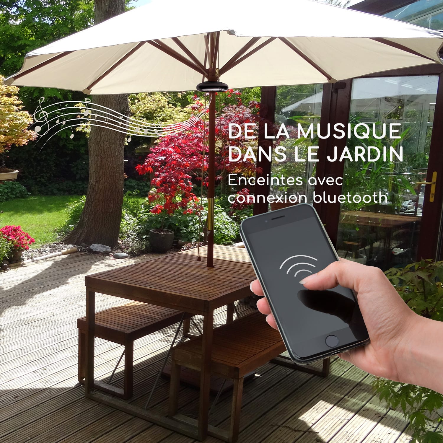 St. Tropez licht en bluetooth luidspreker voor parasol led oplaadbare batterij 