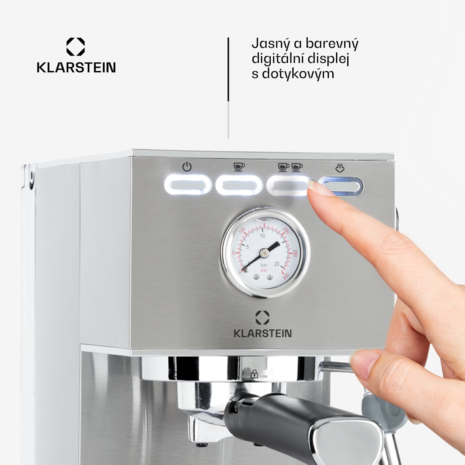 Pausa, espresso kávovar, 1350 W, 20 bar, 1,4 l, nerezová ocel Stříbrná metalíza