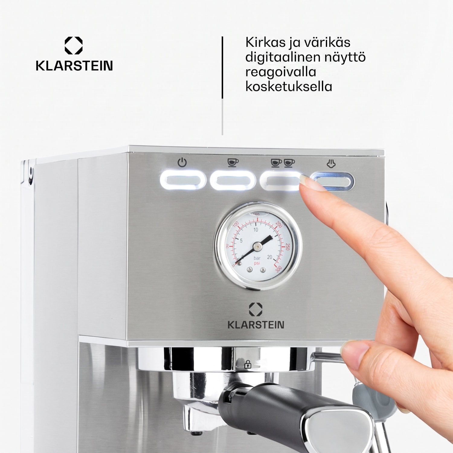 Pausa-espressokeitin 1350 W 20 baarin paine vesisäiliö: 1,4 litraa ruostumaton teräs Hopea Metallinen