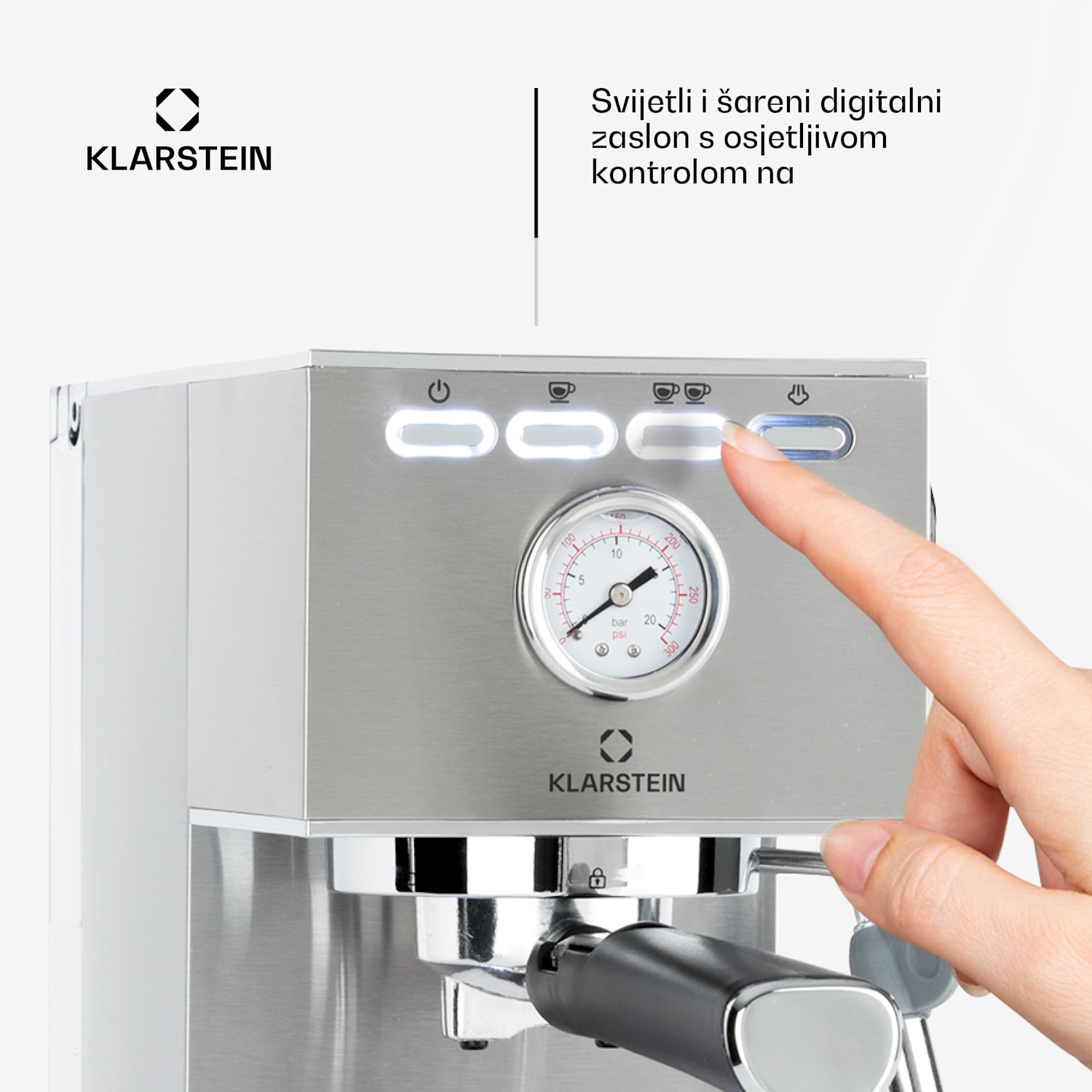 Pauza, aparat za espresso, 1350 W, tlak 20 bara, spremnik za vodu: 1,4 litre, nehrđajući čelik 