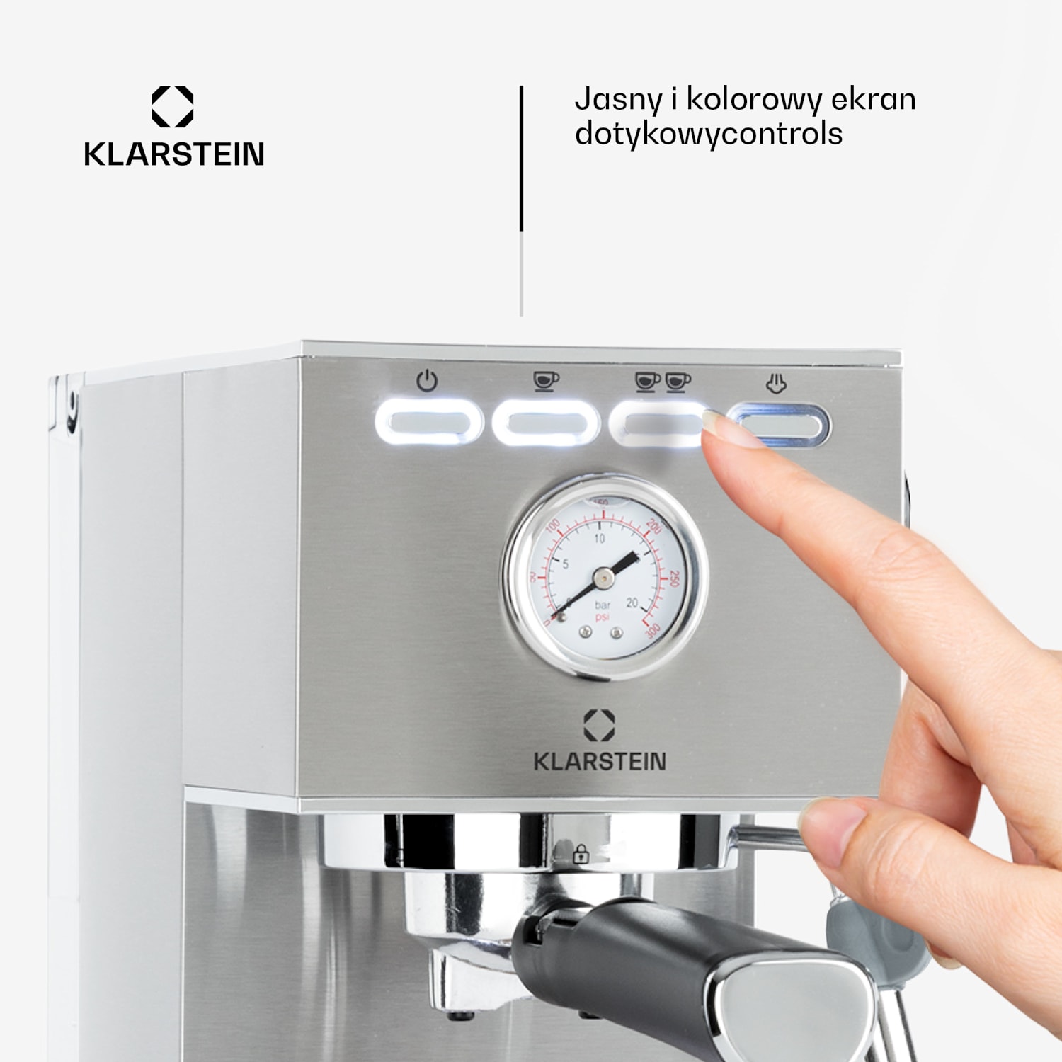 Pausa, ekspres do kawy ciśnieniowy, 1350 W, 20 barów, zbiornik na wodę: 1,4 l, stal nierdzewna Srebrny Metal