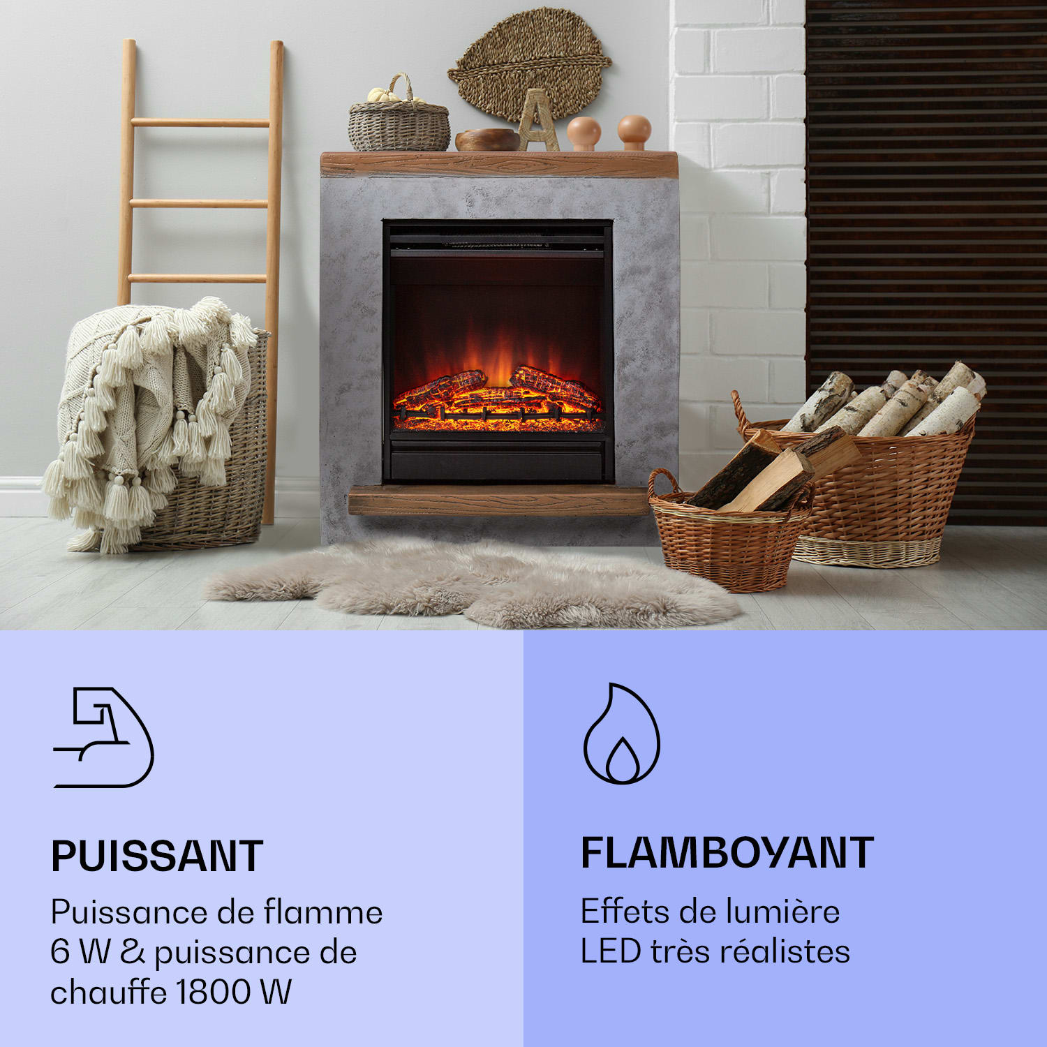Fort Rock elektrische haard 1800 W verwarmingsfunctie 10 tot 30 °C afstandsbediening 