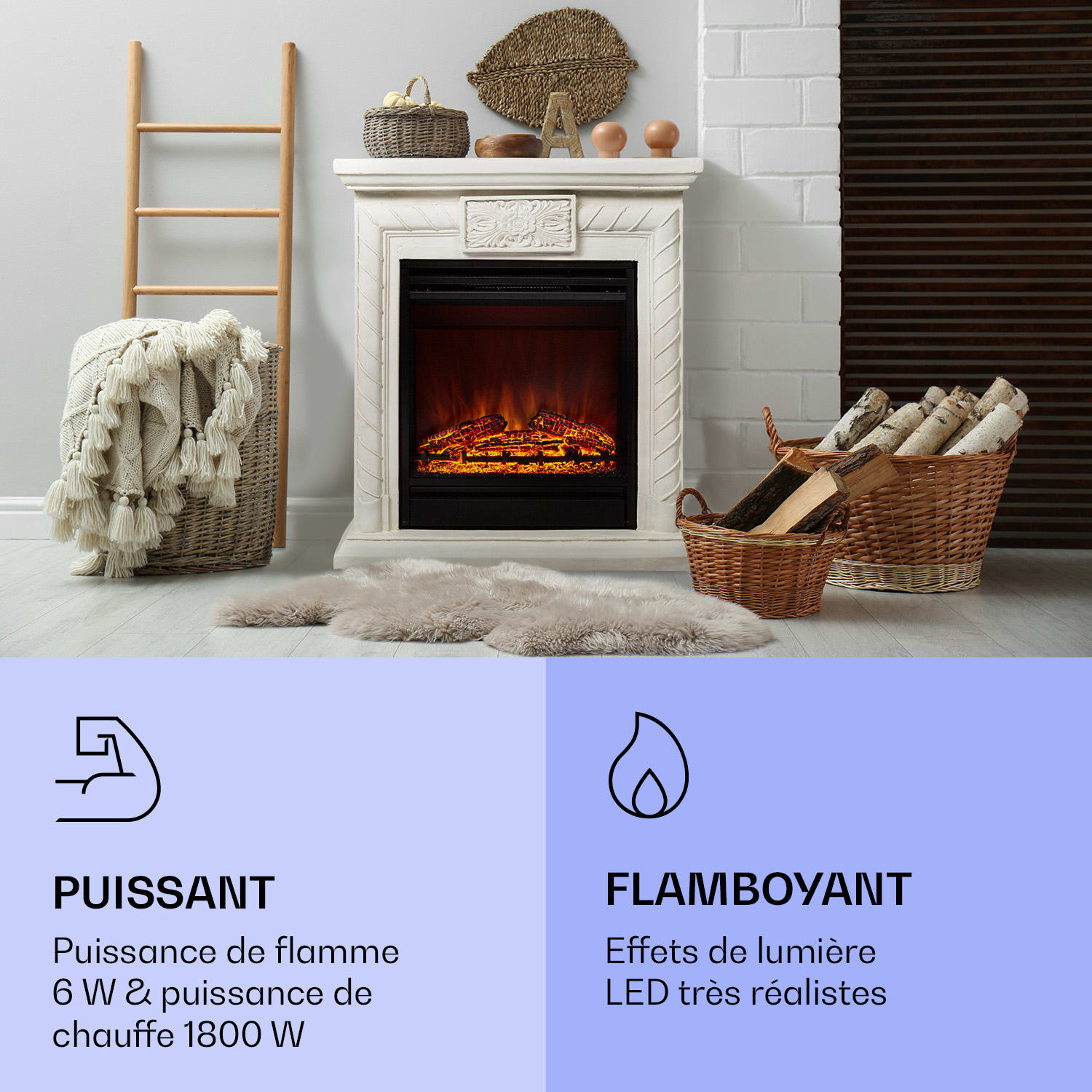 Frosty Peak elektrische haard 1800 W verwarmingsfunctie 10 tot 30 °C afstandsbediening 