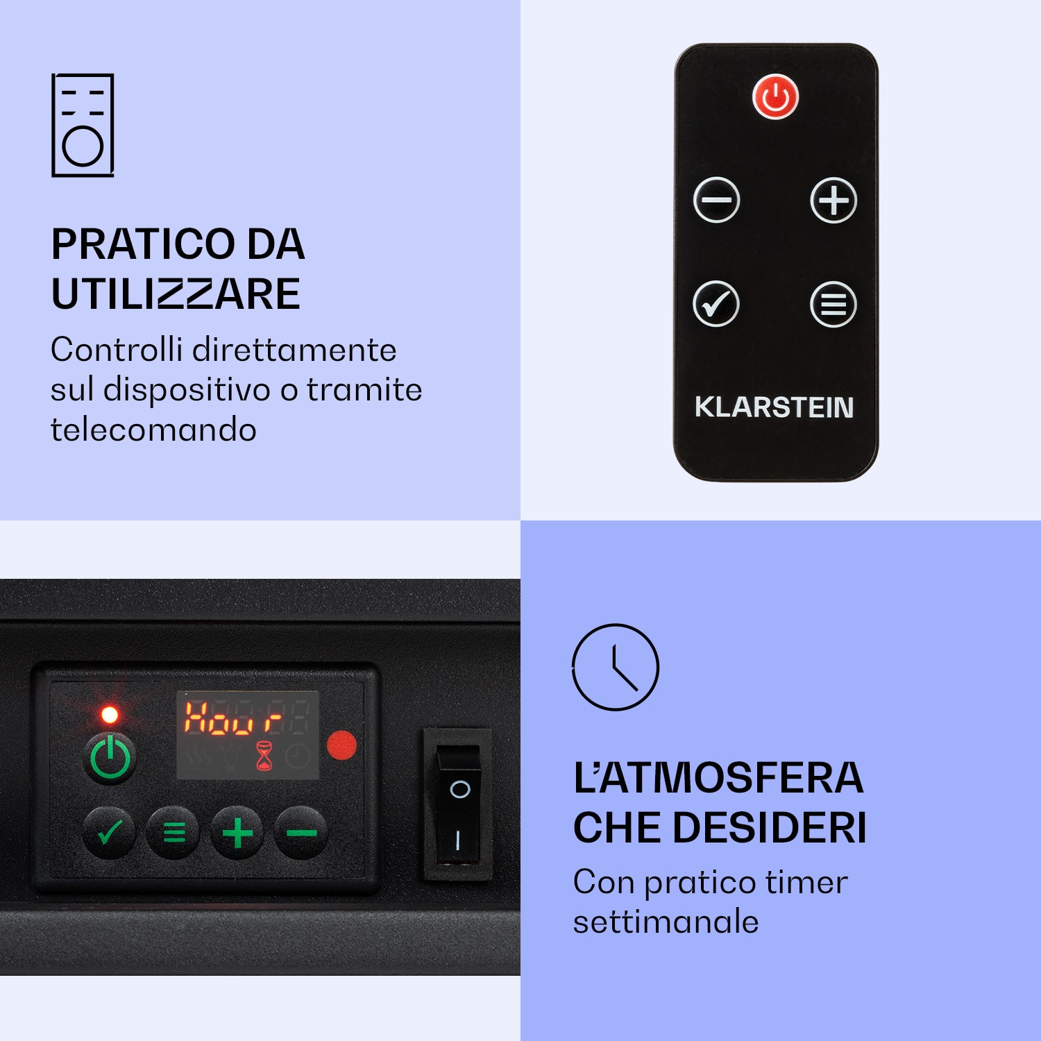 Frosty Peak - Camino elettrico, 1800 W, funzione riscaldante da 10 a 30 °C, telecomando 