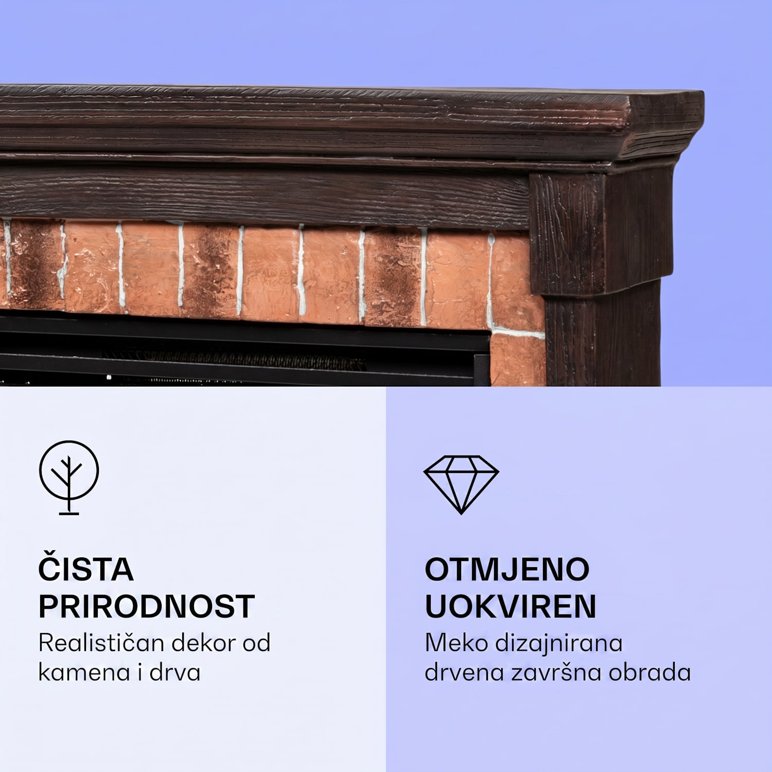 Beerenberg Električni kamin 1800 W Funkcija grijanja 10 do 30 °C Daljinski upravljač Tamno Smeđa