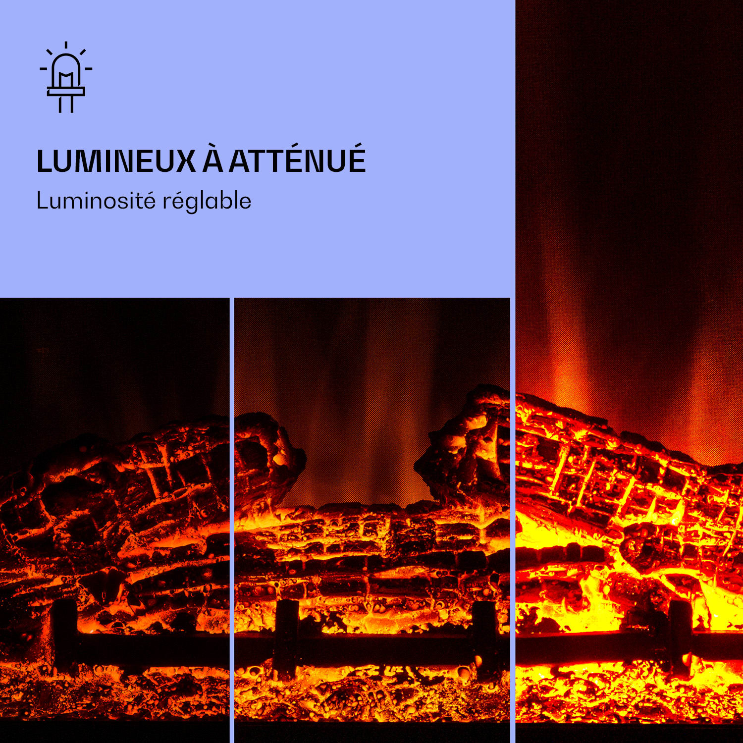 Nevis Peak Cheminée électrique 1800 W Fonction chauffage 10 à 30 °C Télécommande Blanc