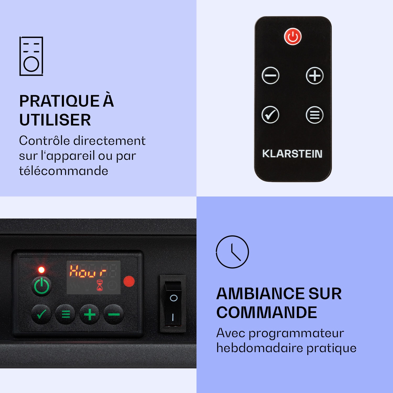 Nevis Peak Cheminée électrique 1800 W Fonction chauffage 10 à 30 °C Télécommande Blanc