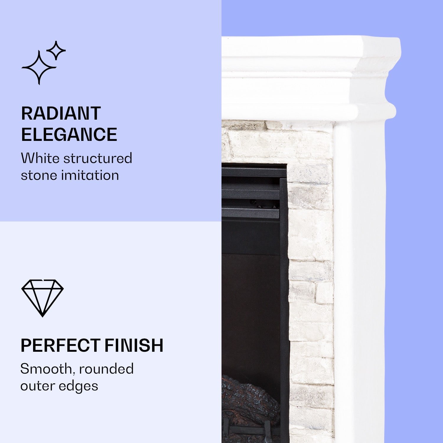 Nevis Peak Električni kamin 1800 W Funkcija ogrevanja od 10 °C do 30 °C Daljinski upravljalnik Bela