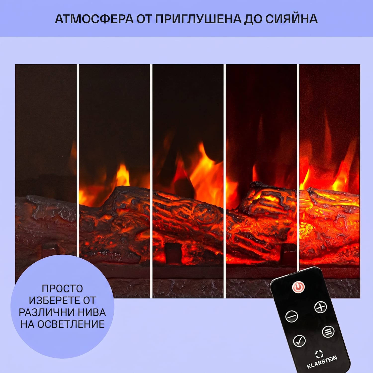 Studio 5 Arc електрическа камина 1800 W LED пламъци вентилатор дистанционно управление да | Бял