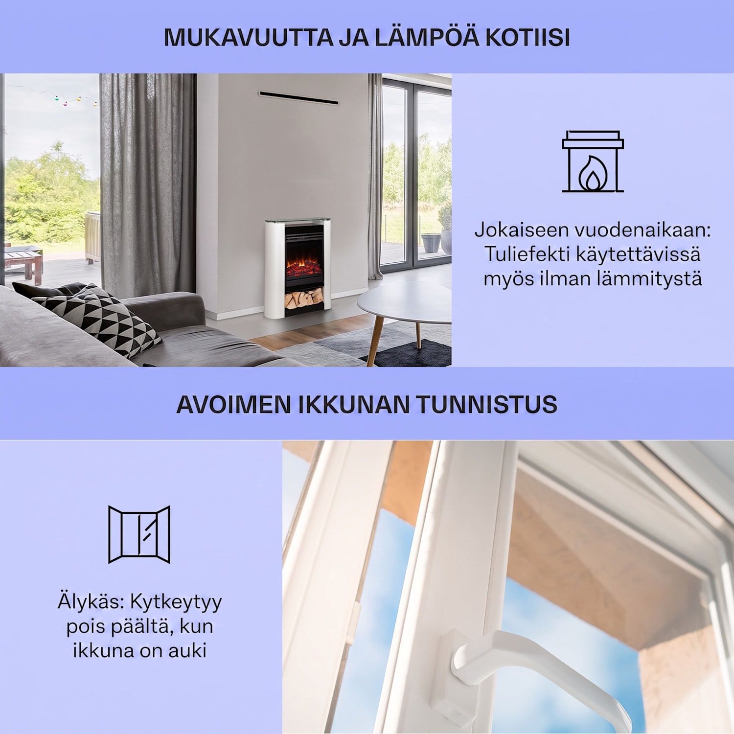 Studio 5 Arc  sähkötakka 1800 W LED-liekit lämpöpuhallin kaukosäädin kyllä | Valkoinen