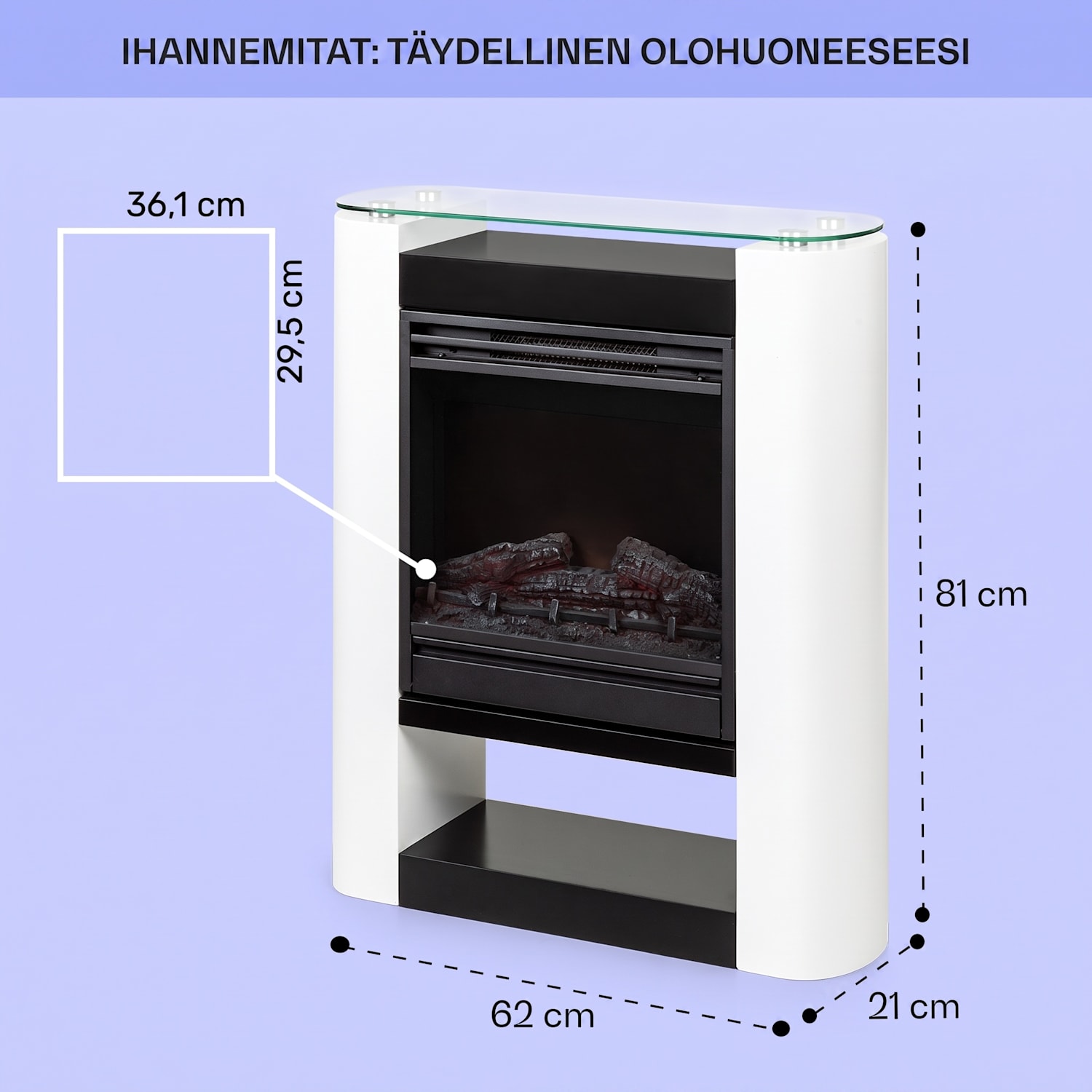 Studio 5 Arc  sähkötakka 1800 W LED-liekit lämpöpuhallin kaukosäädin kyllä | Valkoinen
