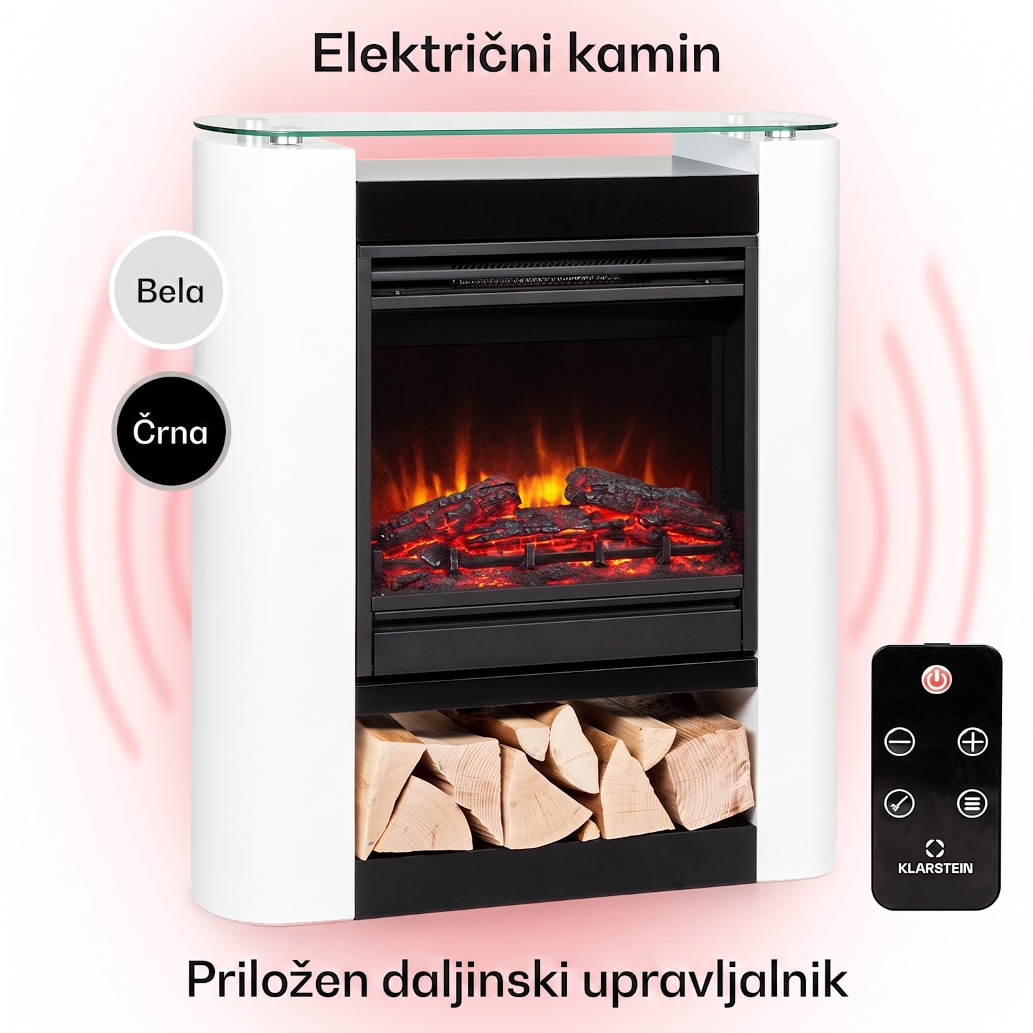 Studio 5 Arc električni kamin 1800 W LED plameni ventilator daljinski upravljalnik ja | Bela