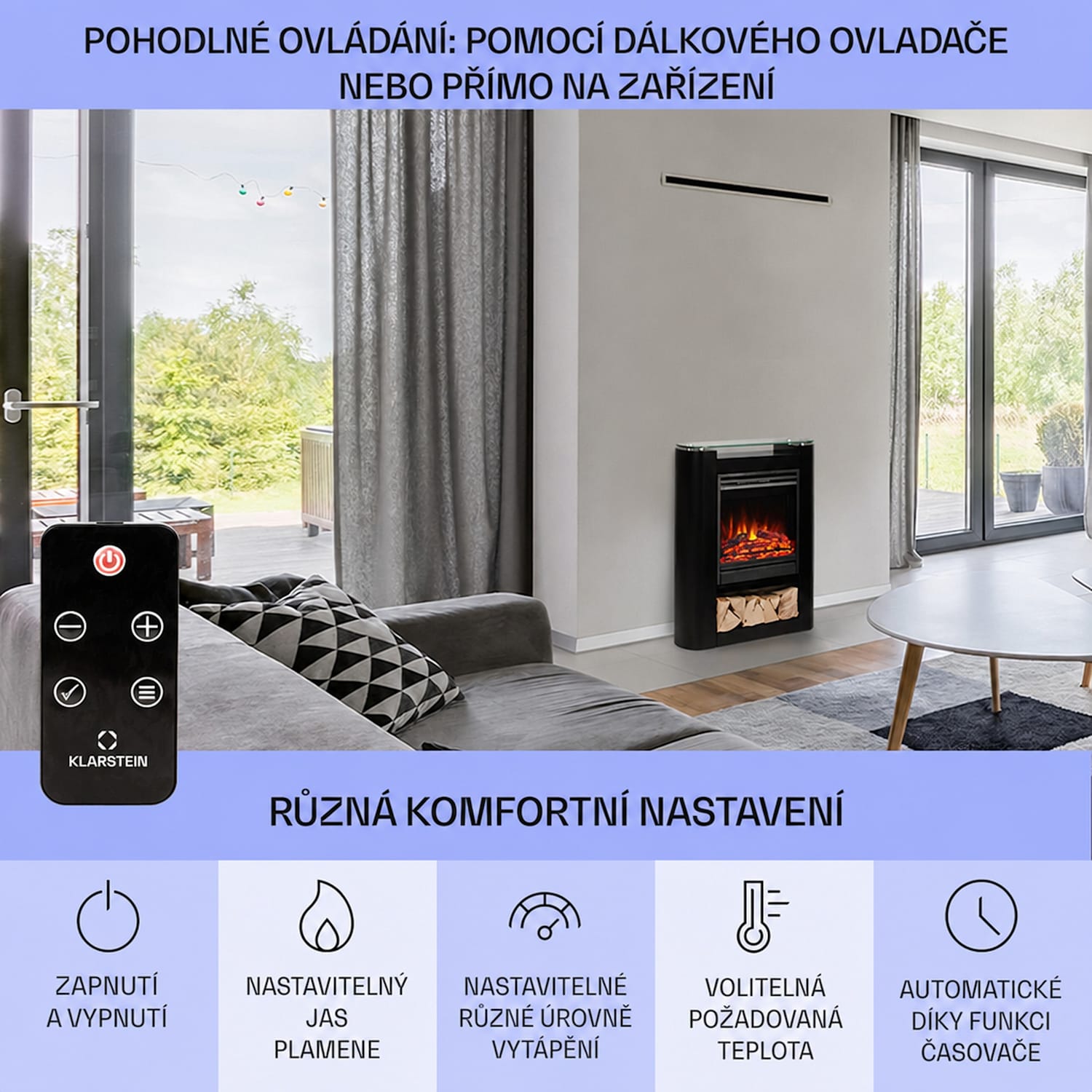 Studio 5 Arc, elektrický krb, 1800 W, LED plameny, ventilátor, dálkové ovládání Ano | Černá