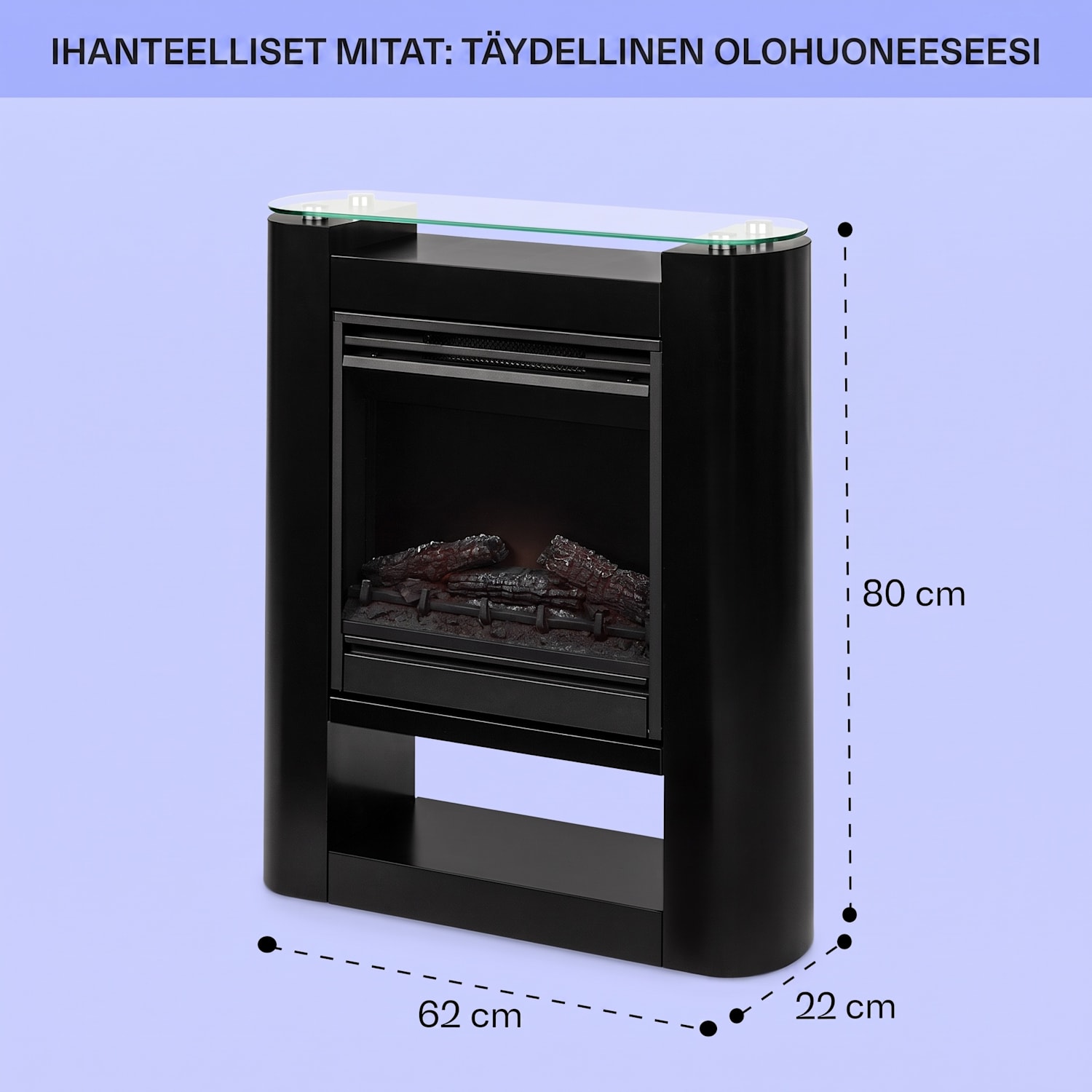Studio 5 Arc  sähkötakka 1800 W LED-liekit lämpöpuhallin kaukosäädin kyllä | Musta