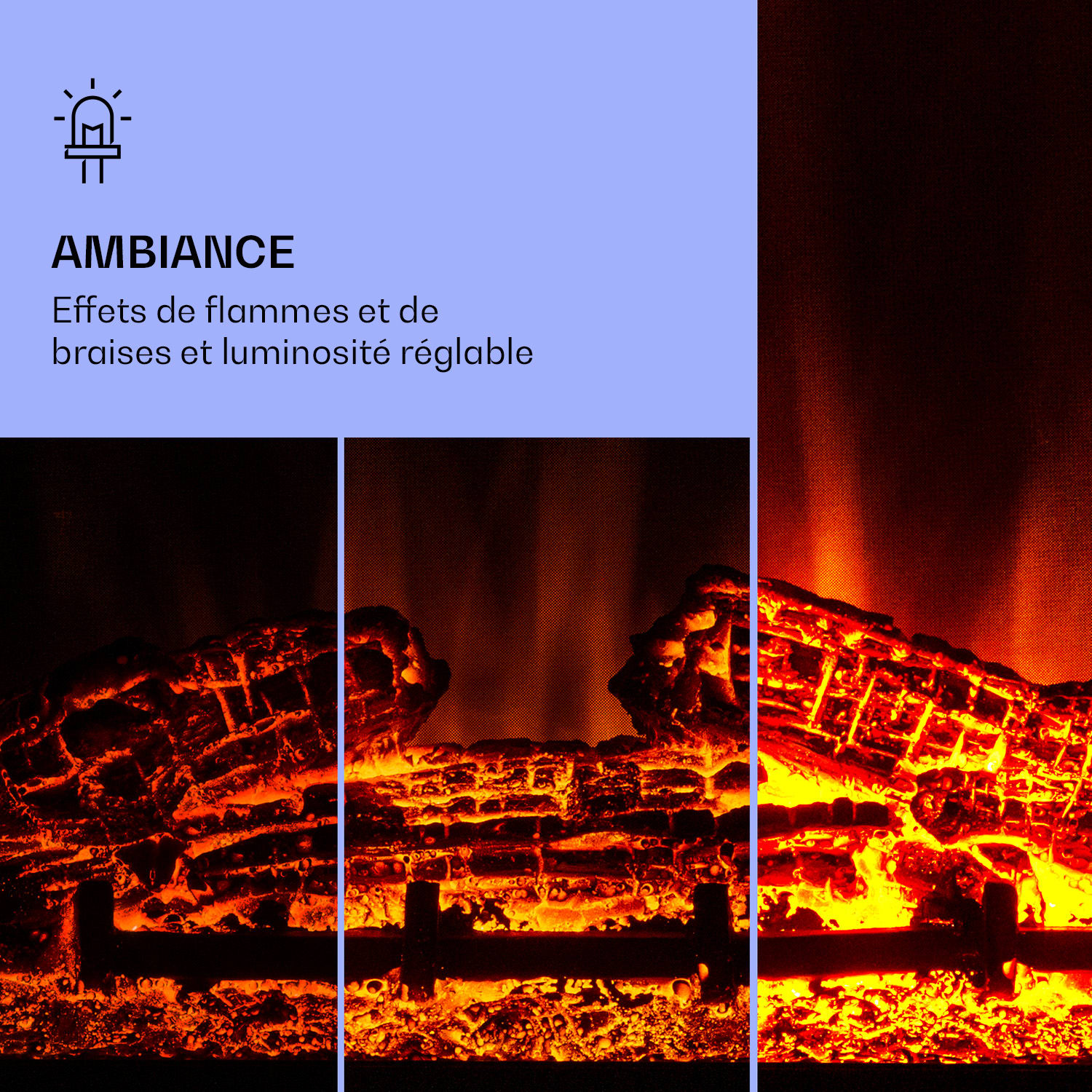 Studio 10 Arc  Cheminée électrique 1800 W LED Flammes Chauffantes Télécommande Blanc