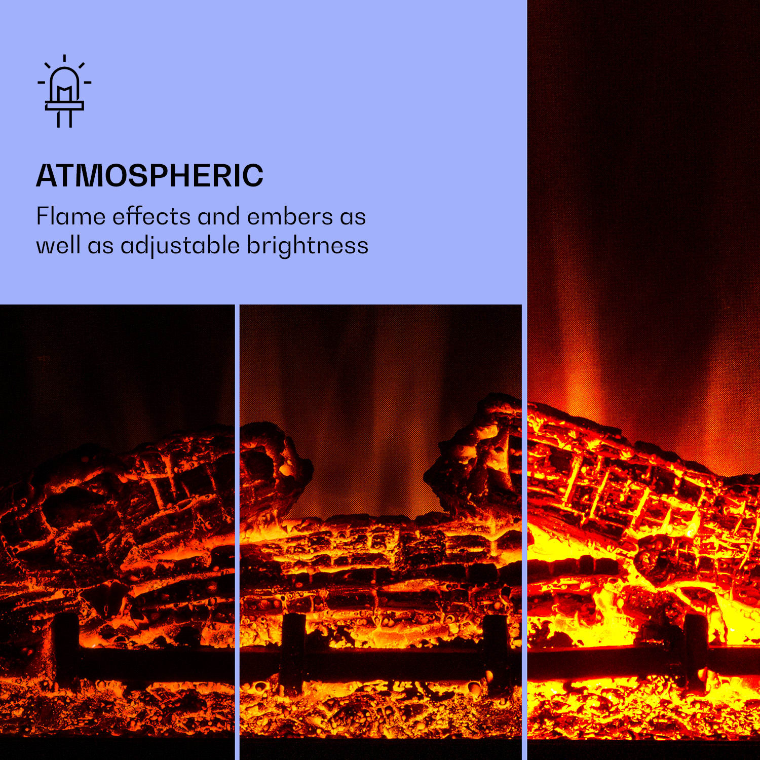 Studio 10 Arc, kominek elektryczny, 1800 W, płomienie LED, wentylator, pilot Czarny