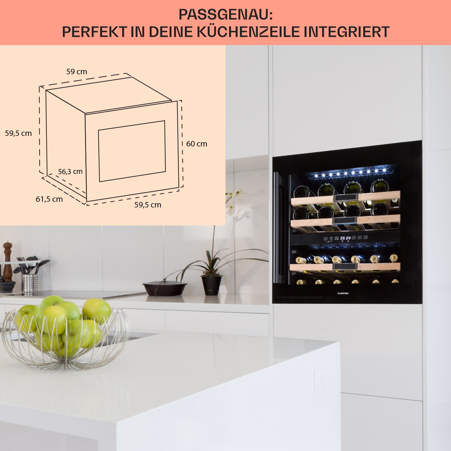 Vinsider 36 Onyx Edition Weinkühlschrank 2 Kühlzonen 5-22°C 85l  36 Flaschen | 2 Kühlzonen | Schwarz