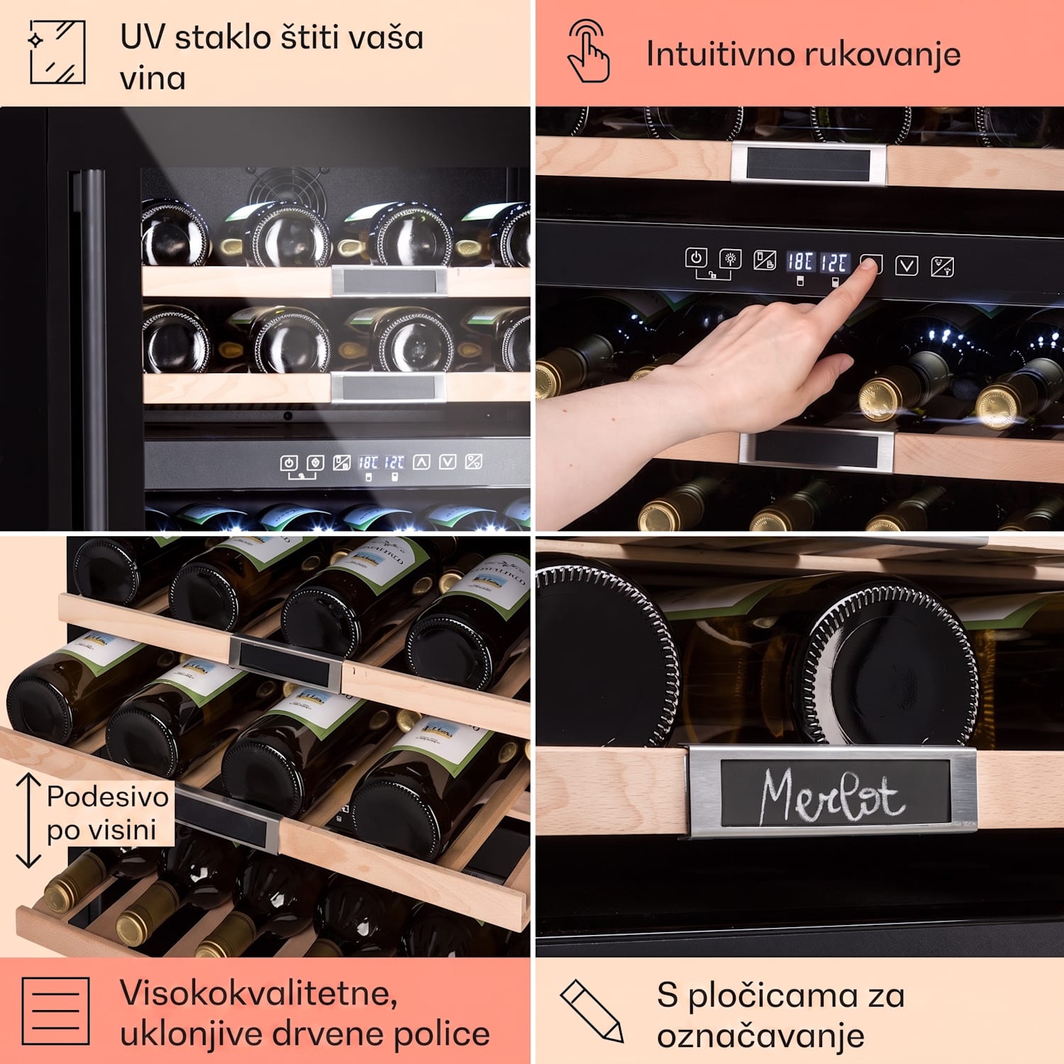 Vinsider 36 Onyx Edition, vinoteka, 2 zone hlađenja, 5-22°C, 85 l 36 boca | 2 | Crna
