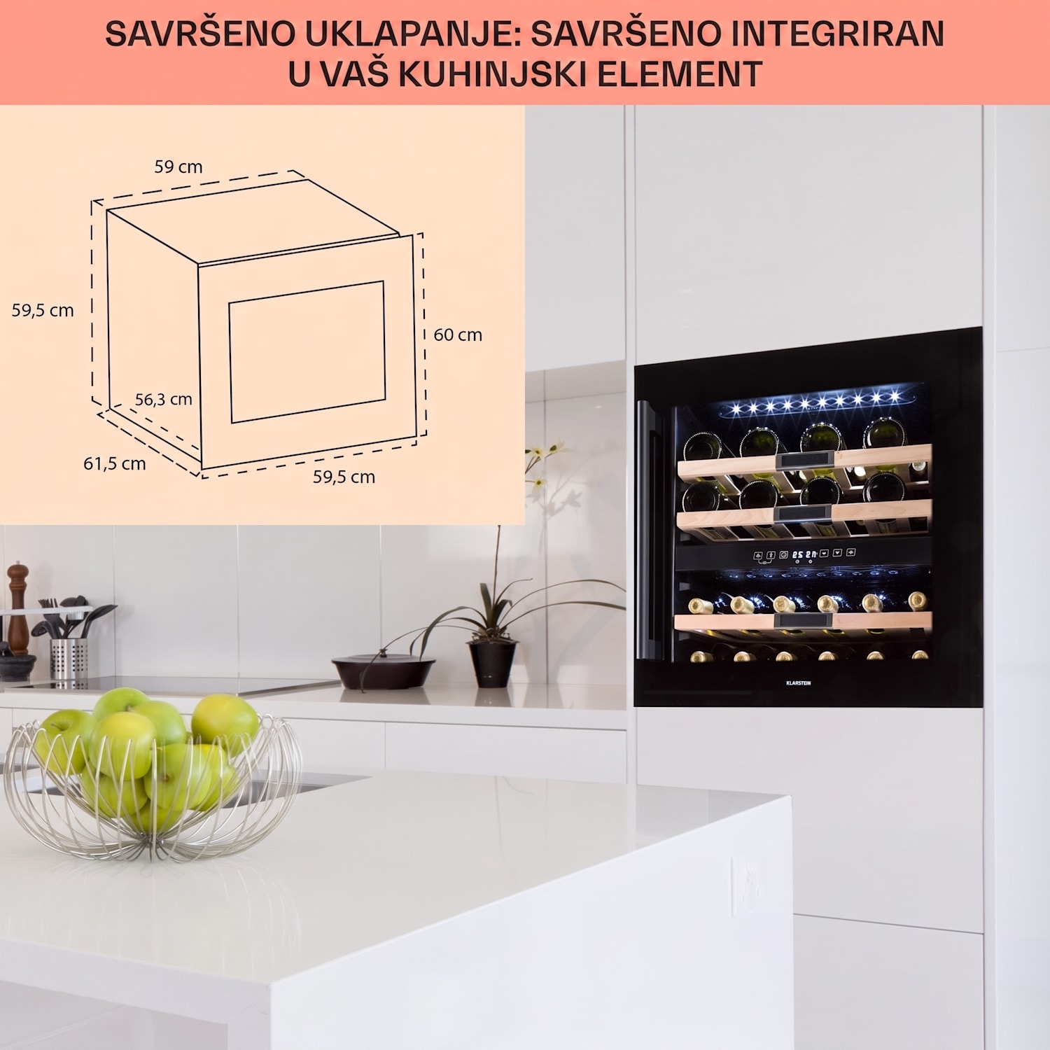 Vinsider 36 Onyx Edition, vinoteka, 2 zone hlađenja, 5-22°C, 85 l 36 boca | 2 | Crna