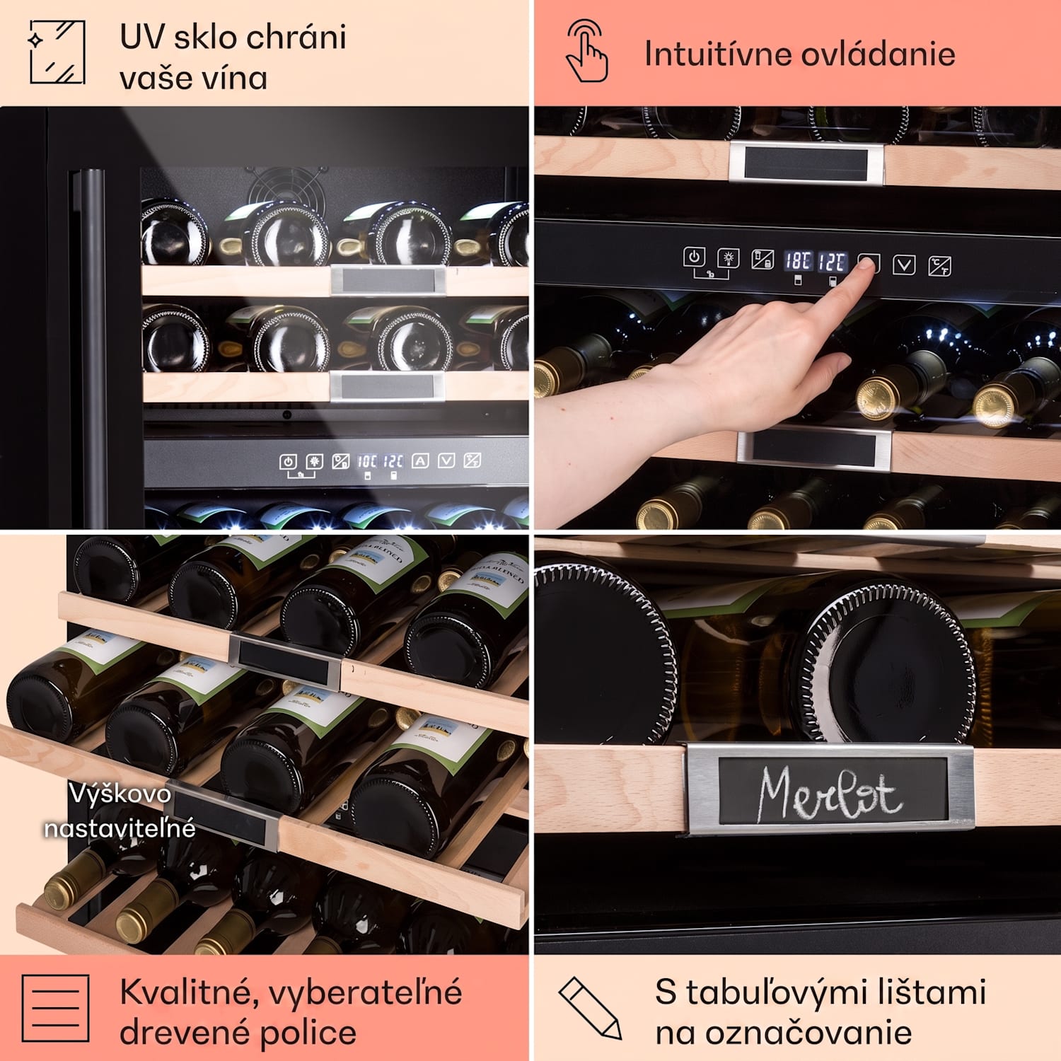 Vinsider 36 Onyx Edition, vinotéka, 85 l, 5-22°C, 2 zóny 36 fliaš | 2 chladiace zóny | Čierna