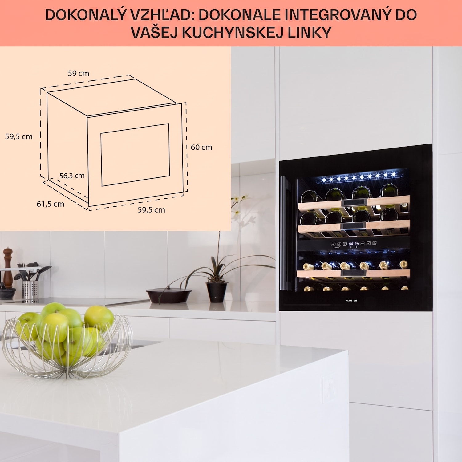 Vinsider 36 Onyx Edition, vinotéka, 85 l, 5-22°C, 2 zóny 36 fliaš | 2 chladiace zóny | Čierna