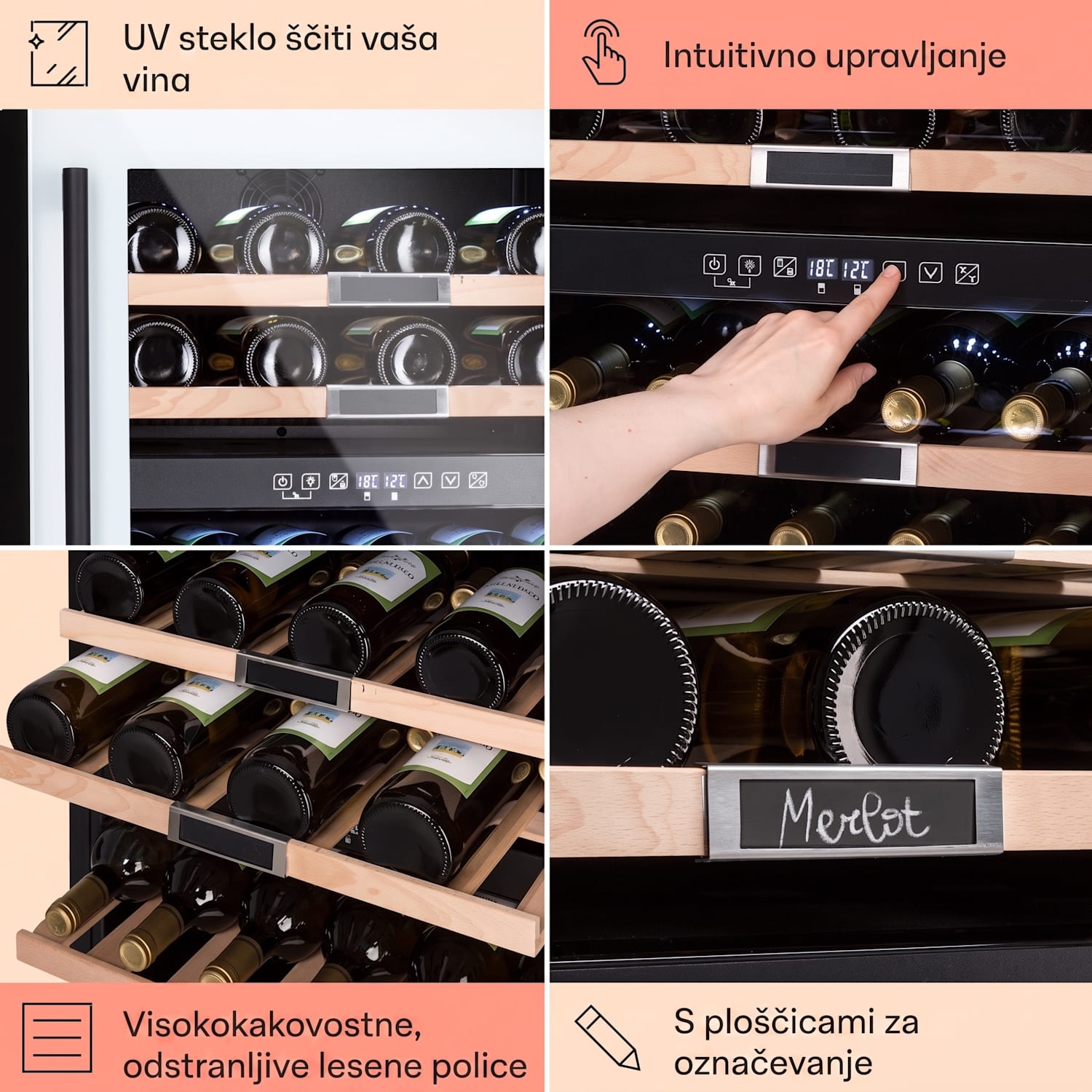 Vinsider 36 Onyx Edition, vinska omara, 2 hladilni coni, 5-22 °C, 85 l 36 steklenic | 2 | Belo Steklo