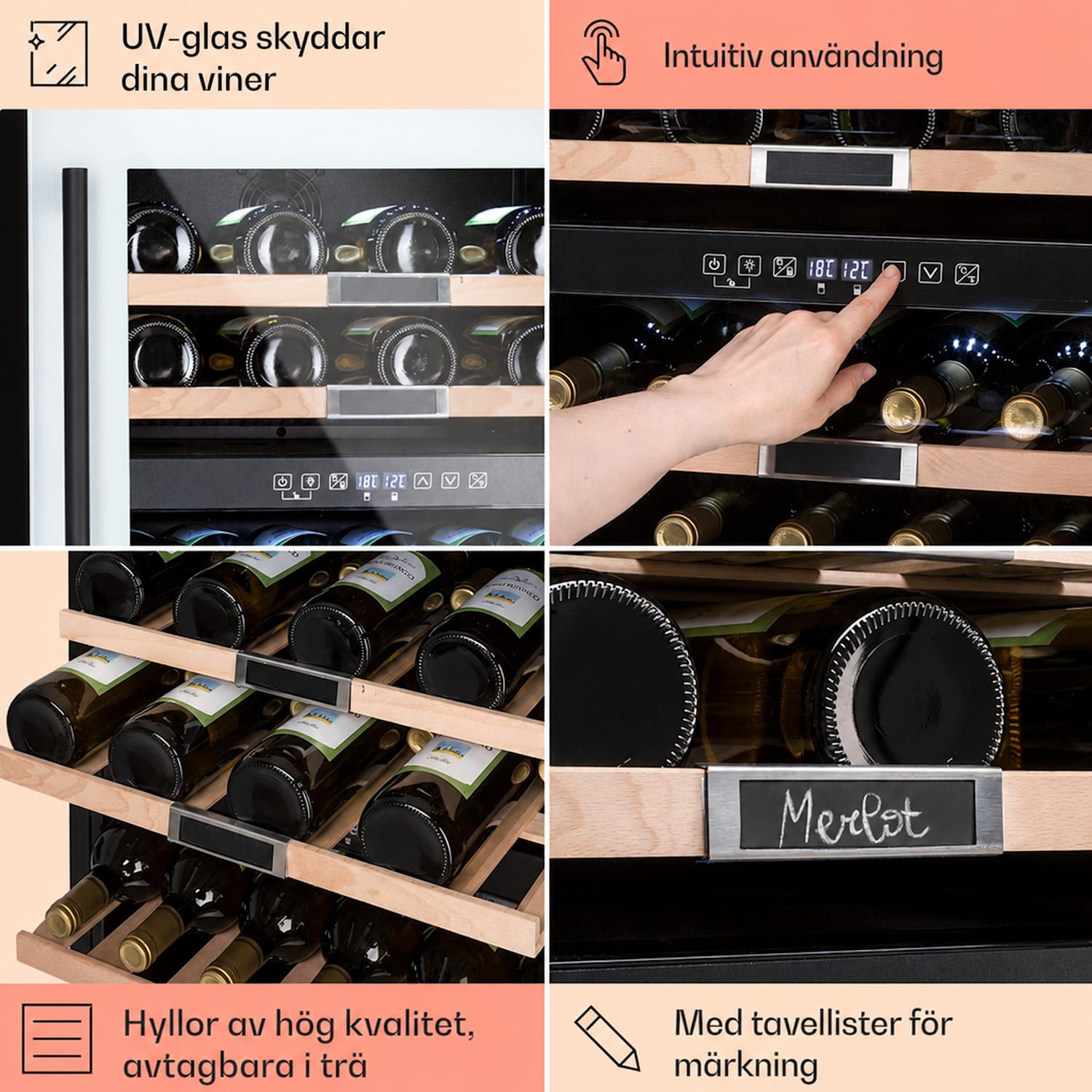 Vinsider 36 Quartz Edition vinkyl 2 kylzoner 5-22°C 85 l 36 flaskor | 2 kylzoner | Vit Glas