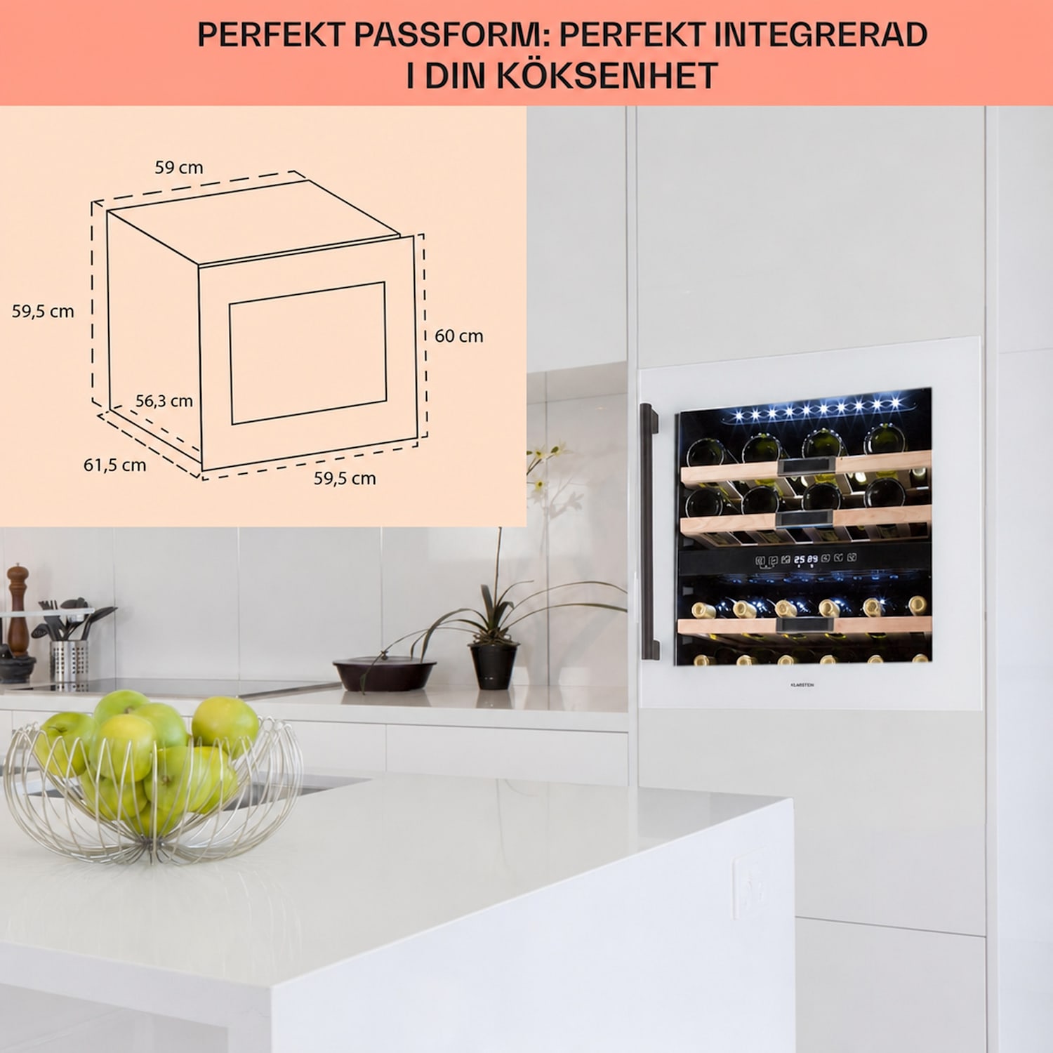 Vinsider 36 Quartz Edition vinkyl 2 kylzoner 5-22°C 85 l 36 flaskor | 2 kylzoner | Vit Glas