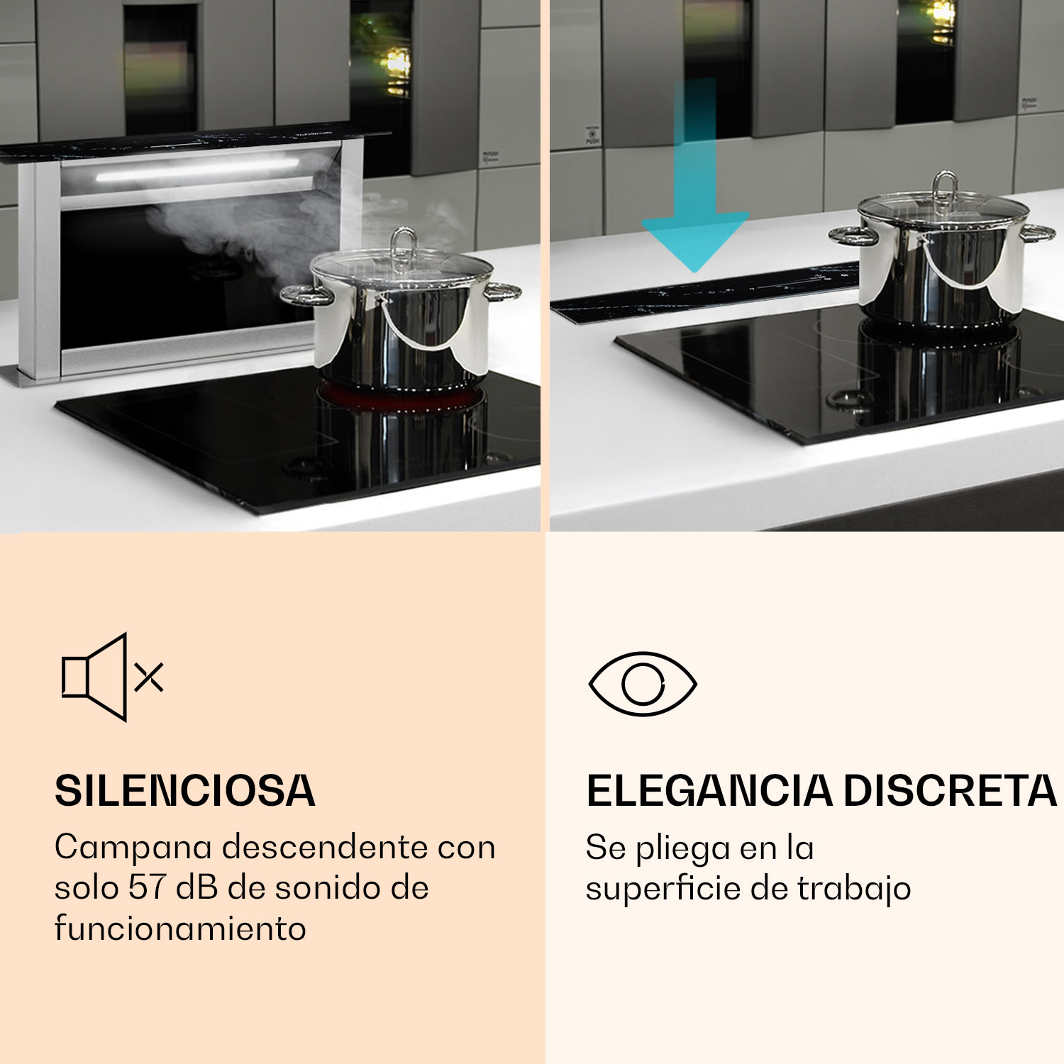 Royal Flush Eco Campana extractora 60 cm 576 m³/h A+  60 cm | Negro / Mármol Negro | Acero Inoxidable