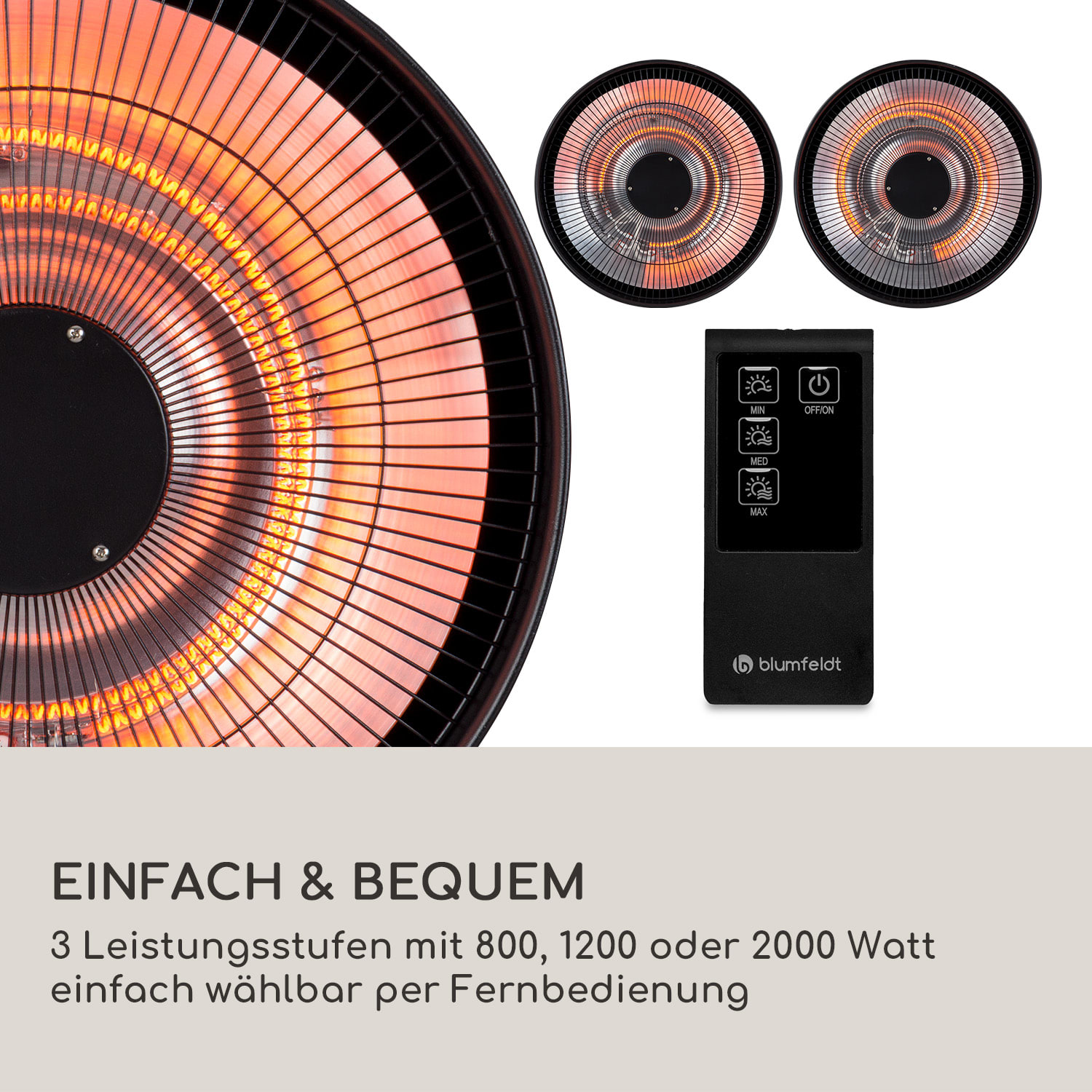 Heatbell Wall Smart Infrarotheizstrahler IPX4 800/1200/2000W Outdoor Schwarz