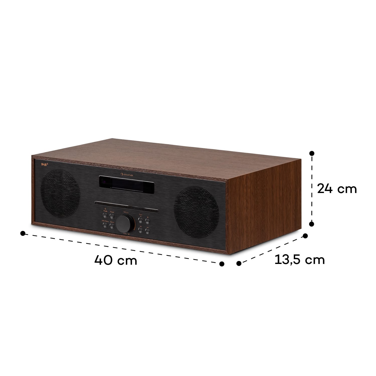 Silver Star CD-DAB 2x10W max. Slot-In CD-Player DAB+ BT Alu Walnuss