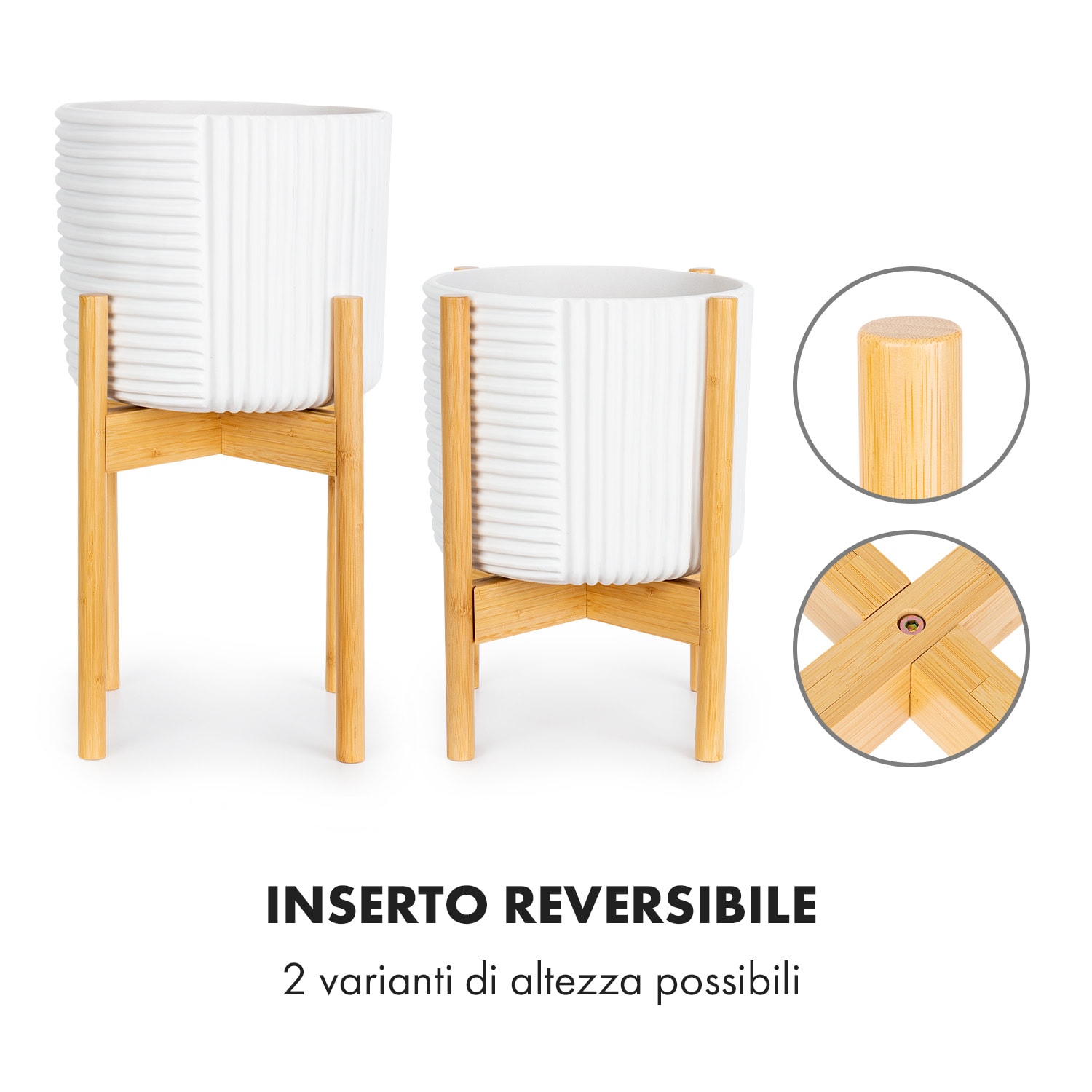 Deventer, piedistallo per vasi da 20,3-30,5 cm Ø, 2 altezze M-XL (Ø ca. 28 - 38 cm) | Bambù