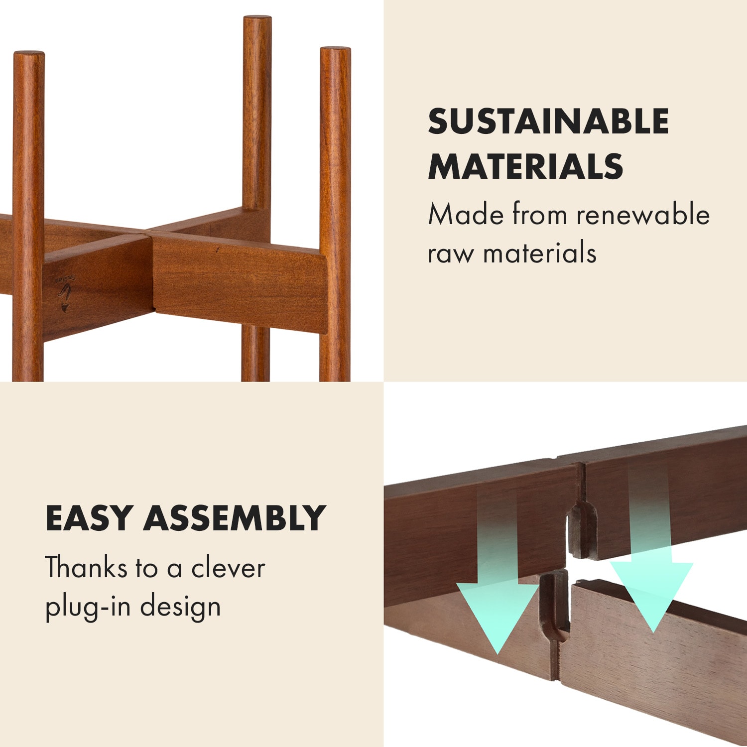Zeist Växthållare 2 höjder kan kombineras placerings-design naturlig M (Ø 25,4 cm) | Akacia