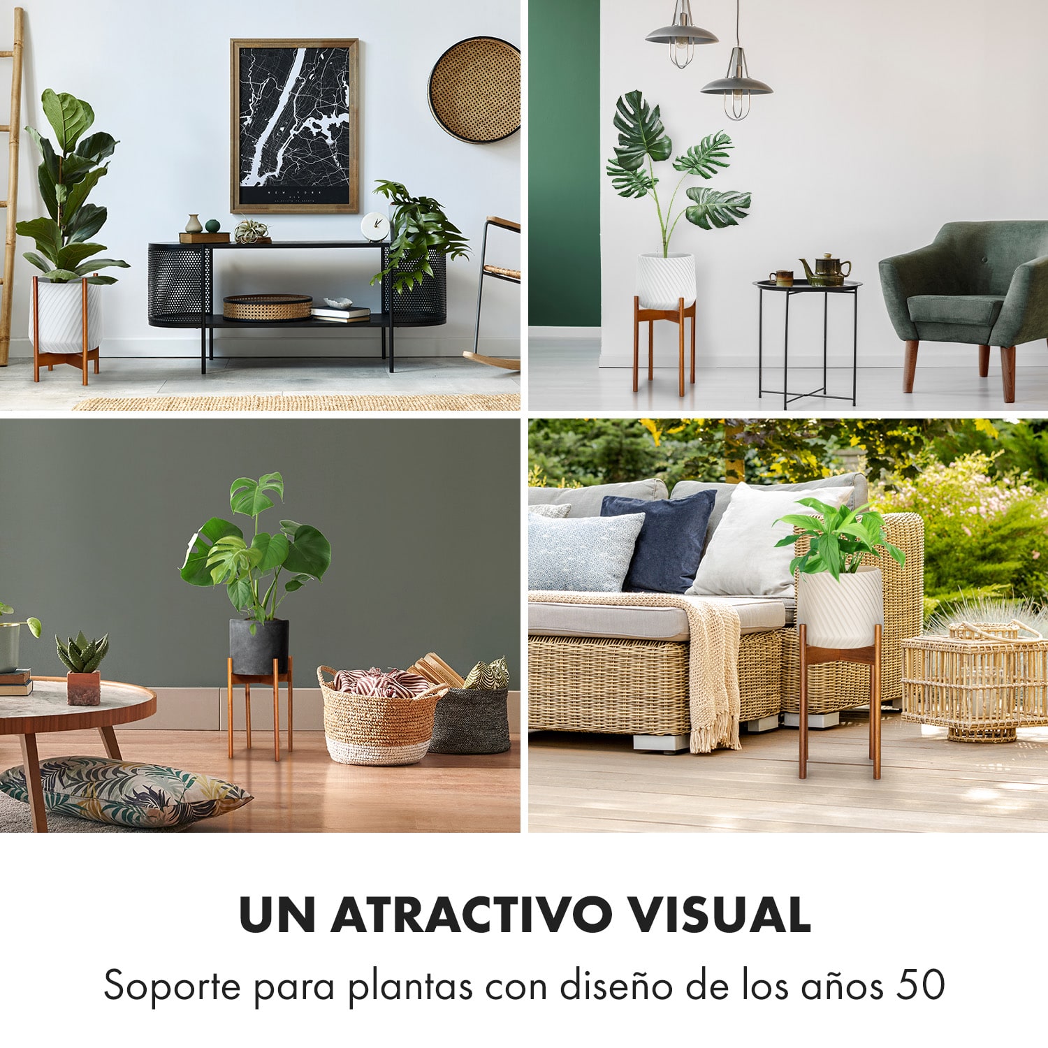 Portaplantas Zeist 2 alturas combinables de diseño insertable acabado natural M (hoch, Ø 25,4 cm) | Acacia