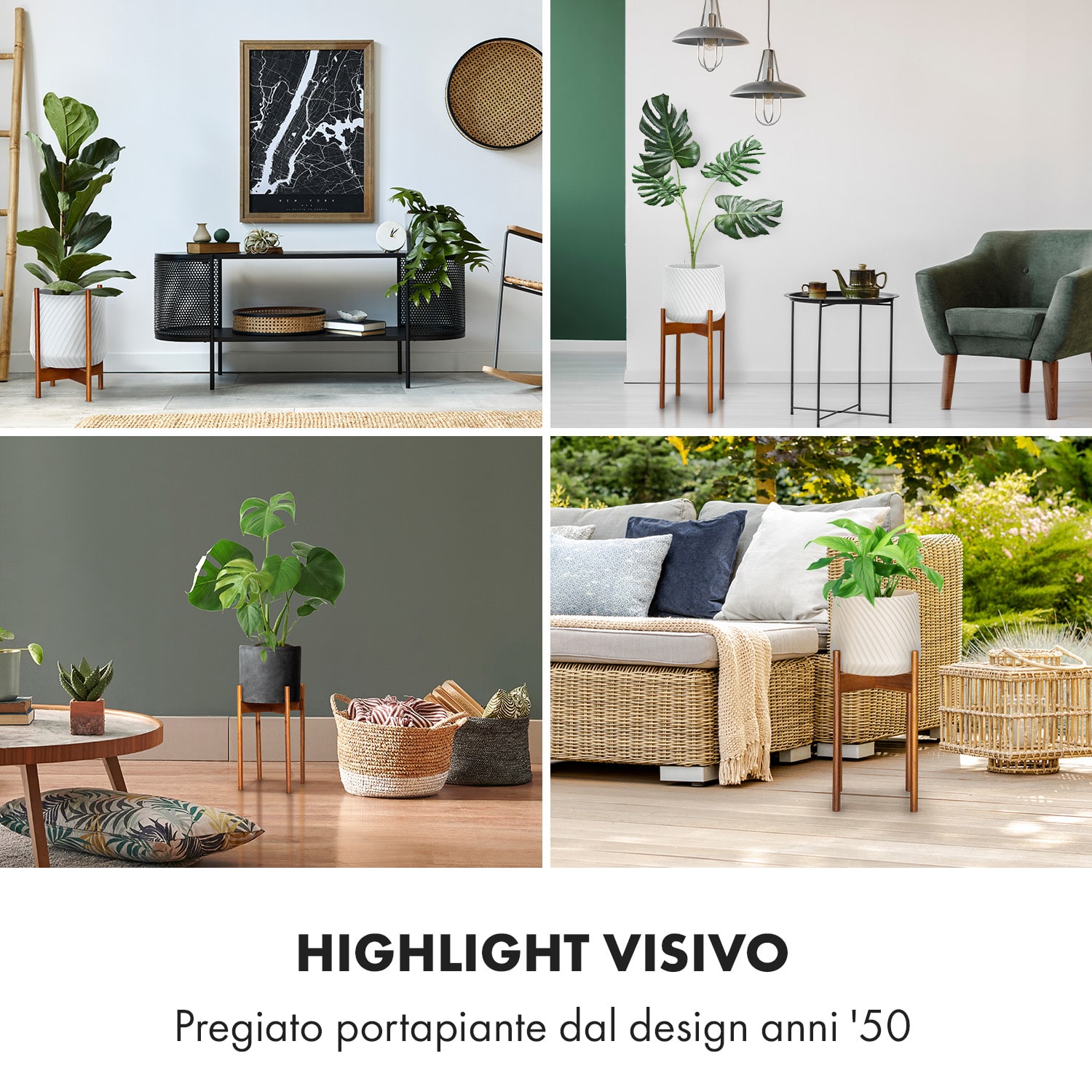 Zeist portavaso, 2 altezze, combinabile, design a innesto, naturale M (hoch, Ø 25,4 cm) | Acacia