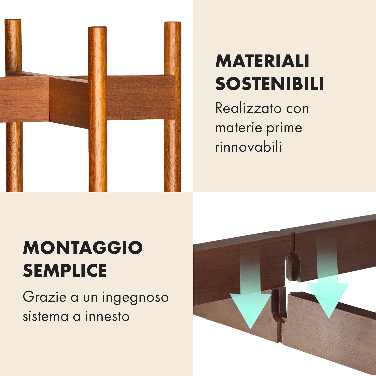 Zeist portavaso, 2 altezze, combinabile, design a innesto, naturale M (hoch, Ø 25,4 cm) | Acacia