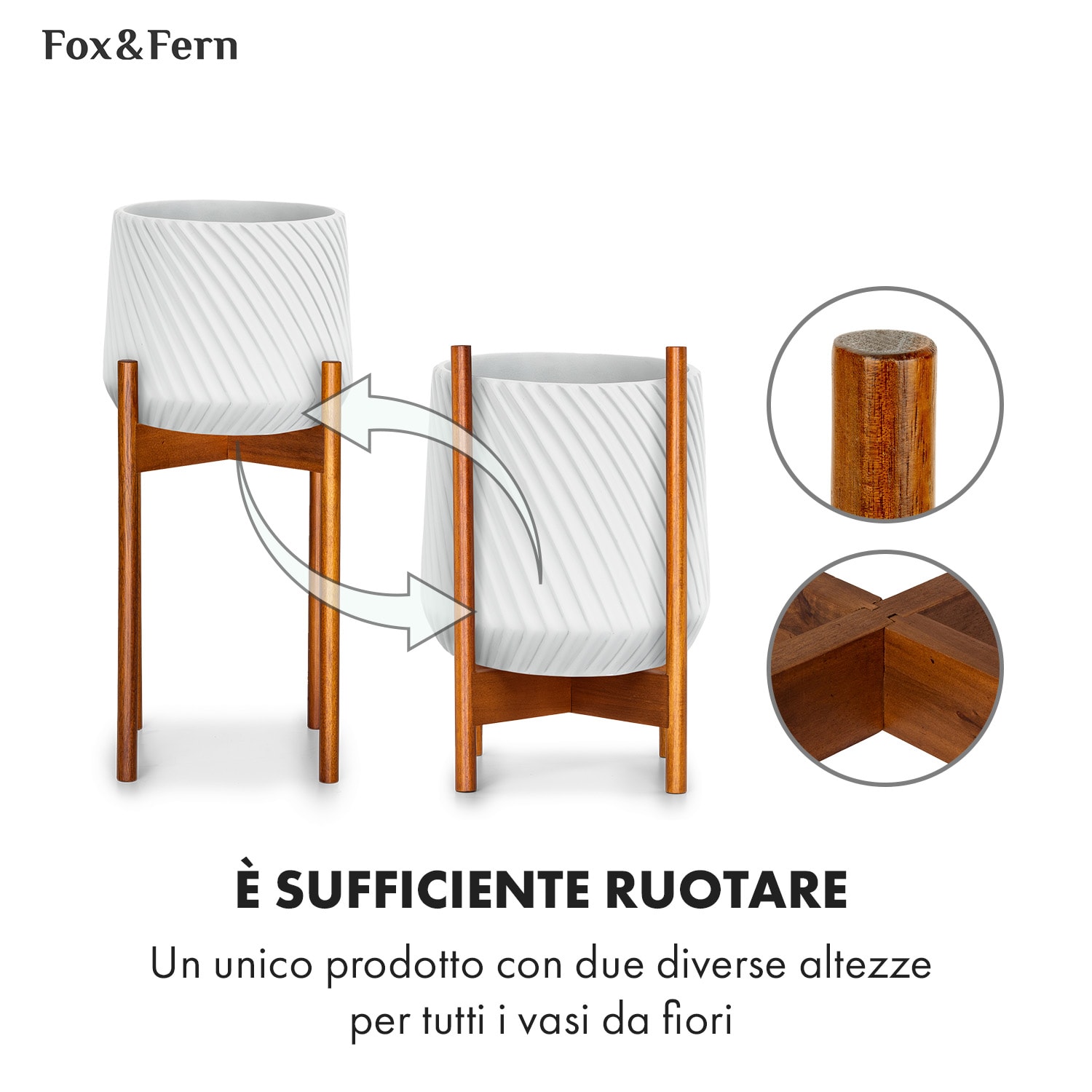 Zeist portavaso, 2 altezze, combinabile, design a innesto, naturale M (hoch, Ø 25,4 cm) | Acacia