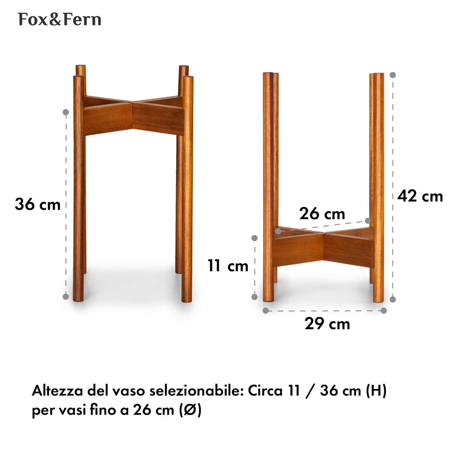 Zeist portavaso, 2 altezze, combinabile, design a innesto, naturale M (hoch, Ø 25,4 cm) | Acacia