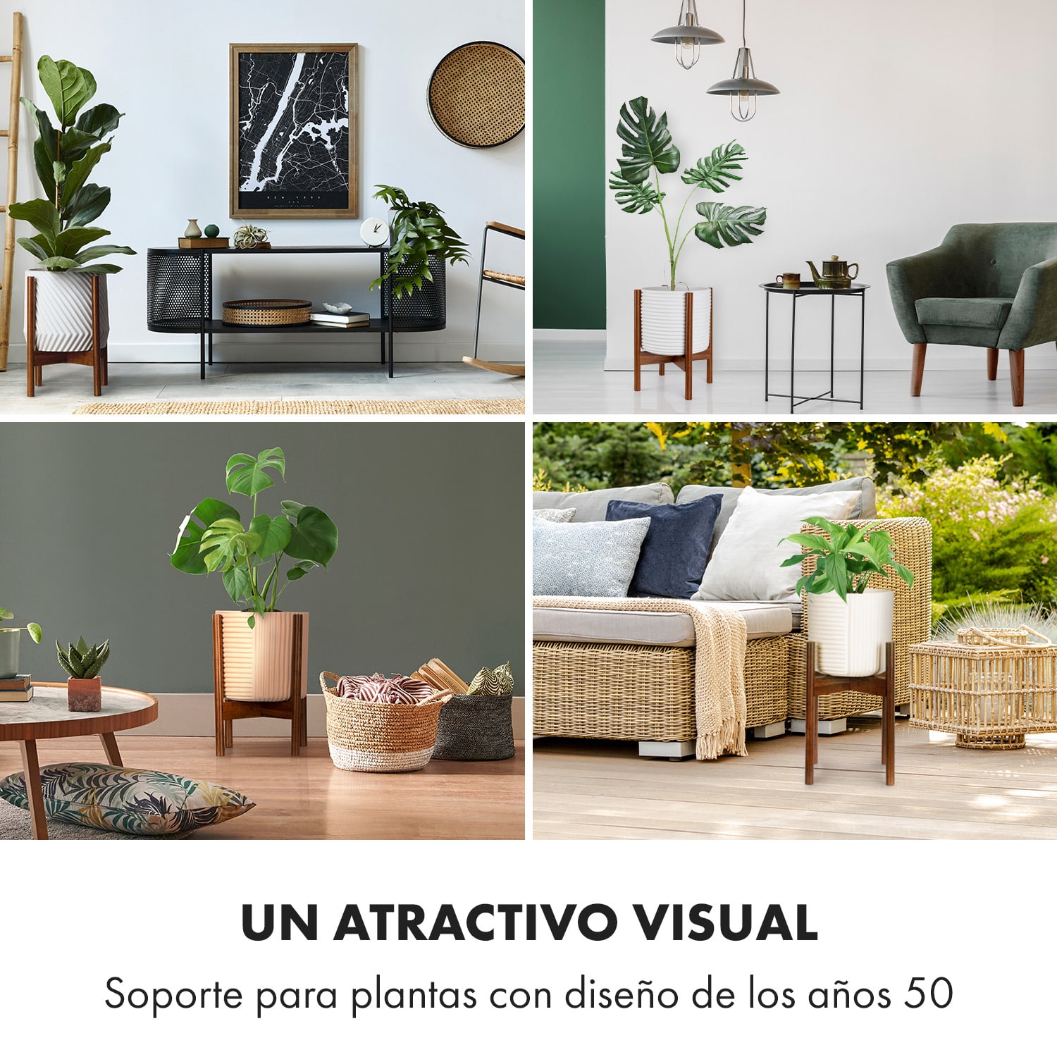 Portaplantas Zeist 2 alturas combinables de diseño insertable acabado natural XL (Ø 38,1 cm) | Acacia